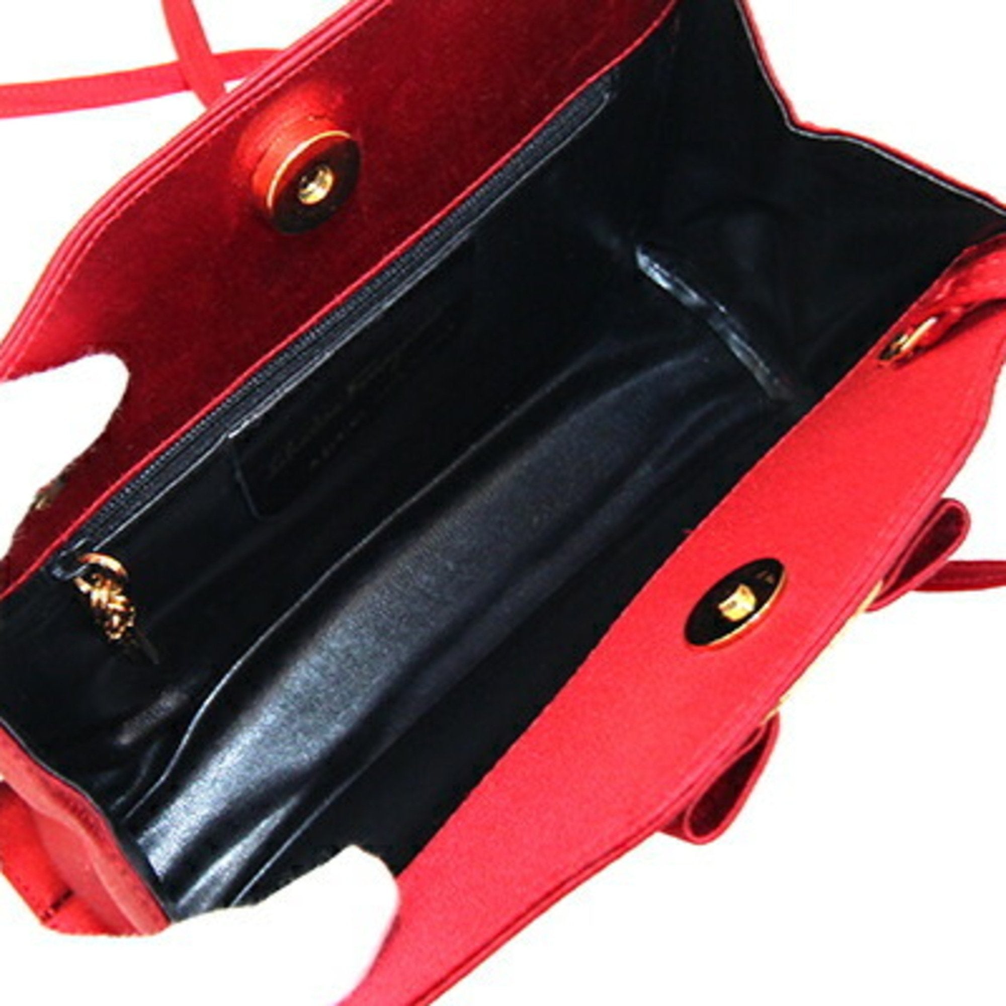 Salvatore Ferragamo Brown Red Color Satin Shoulder Bag (Pre-Owned)