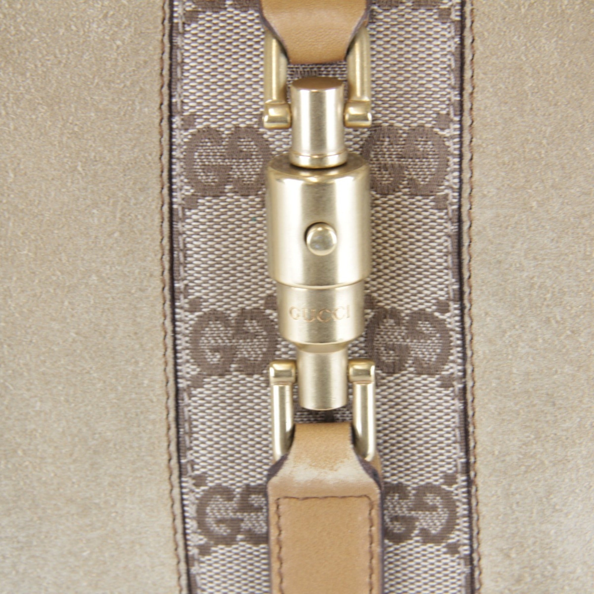 Gucci New Jackie Beige Suede Leather Handbag (Pre-Owned)