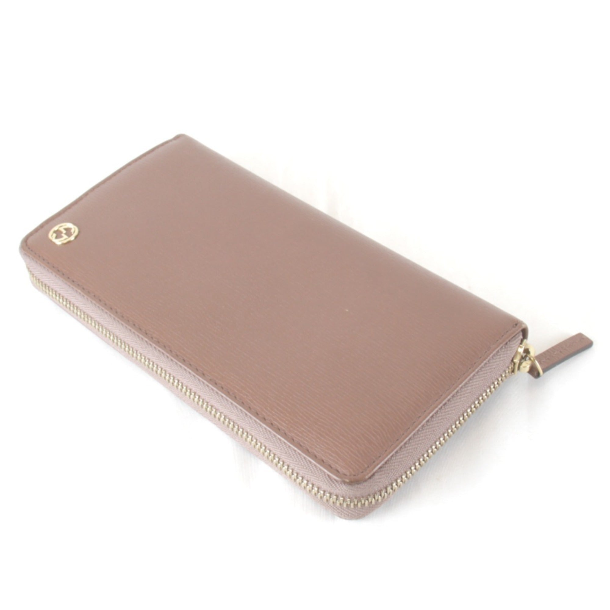 Gucci Gucci Interlocking Gray Beige Pink Leather Long Wallet (Bi-Fold) (Pre-Owned)