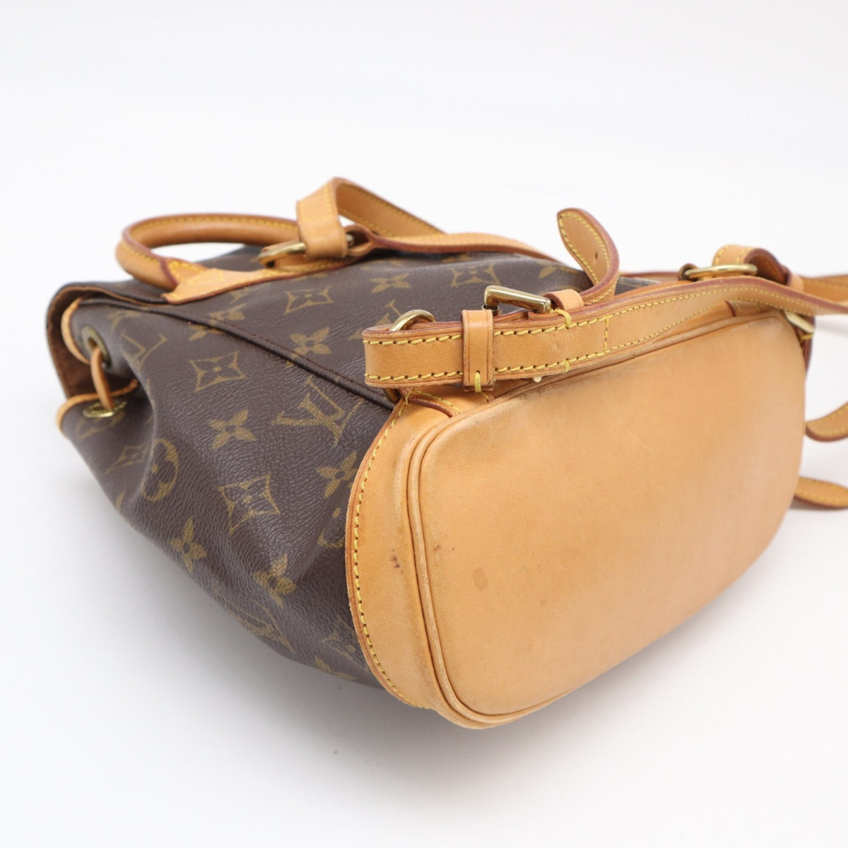 Louis Vuitton Beige Brown Coated Canvas Leather Backpack (Pre-Owned)