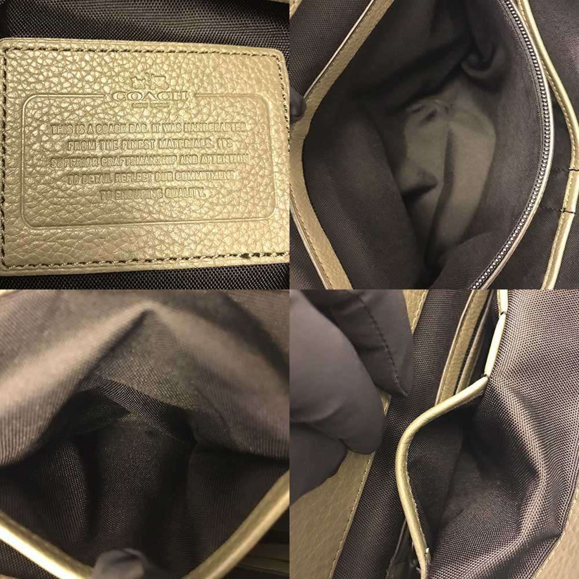 Coach Green Khaki Leather Shoulder Bag (Pre-Owned)