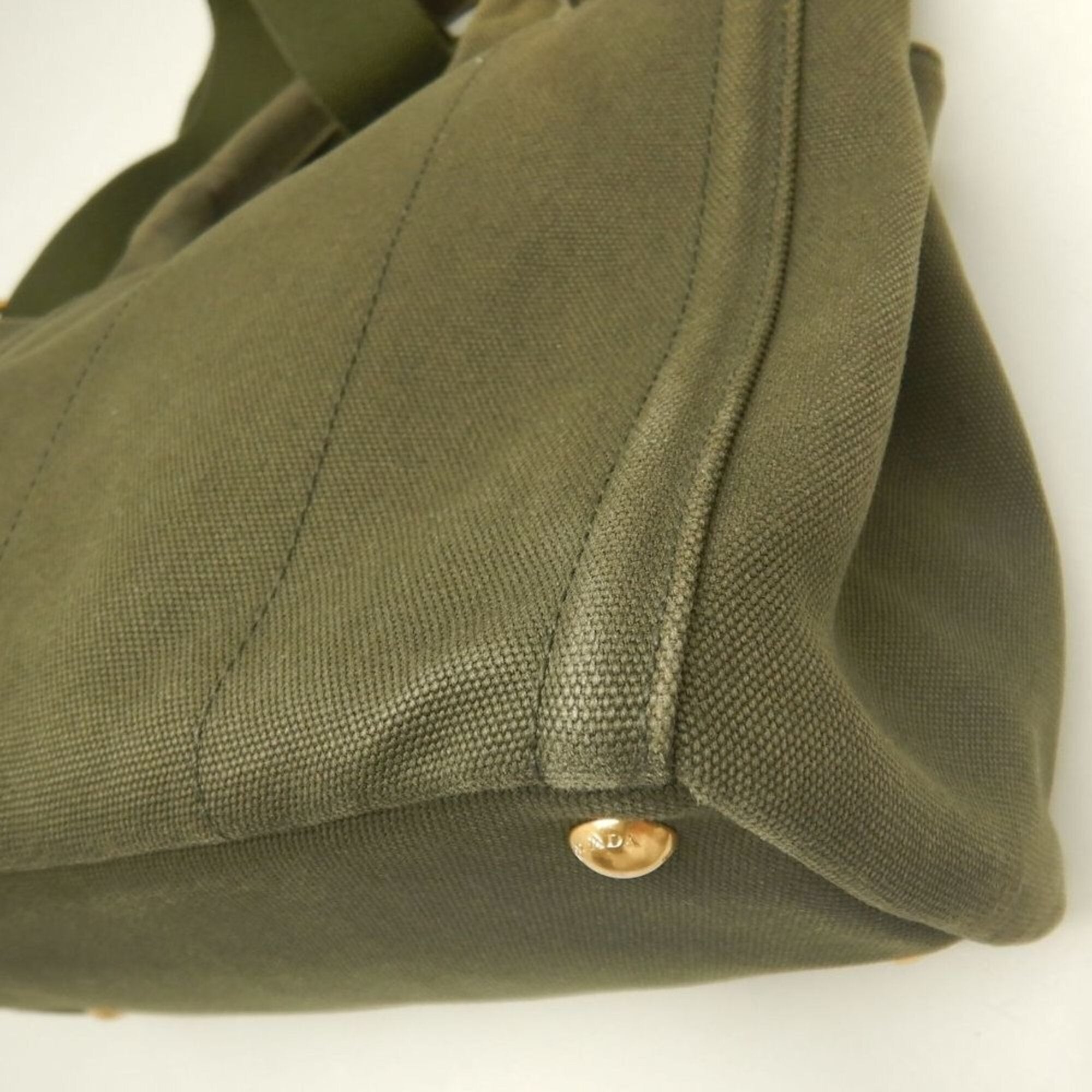 Prada Green Khaki Canvas Tote Bag (Pre-Owned)