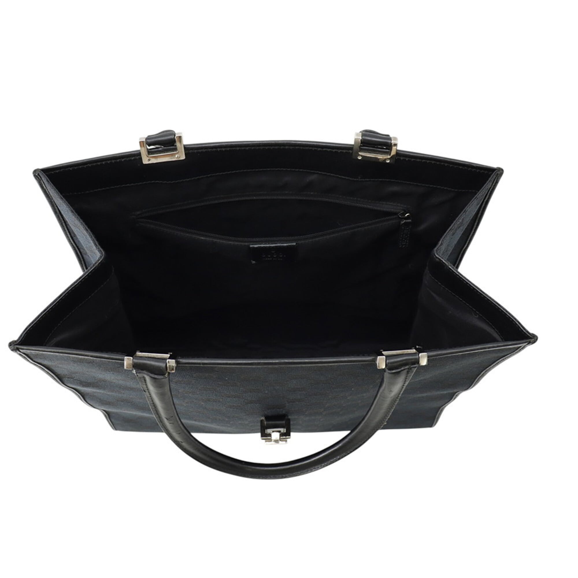 Gucci Black Canvas Leather Tote Bag (Pre-Owned)