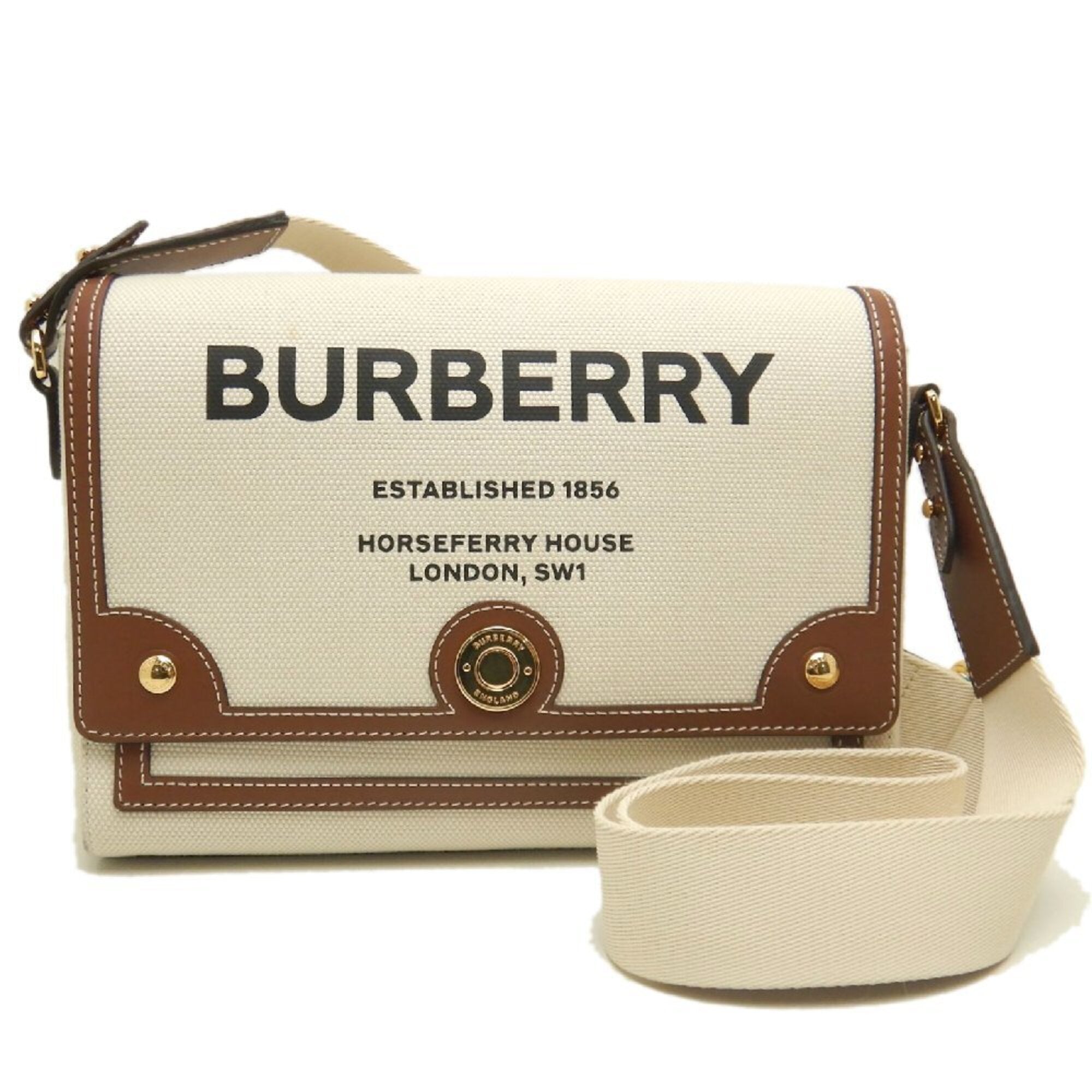 Burberry Gold Canvas Leather Shoulder Bag (Pre-Owned)