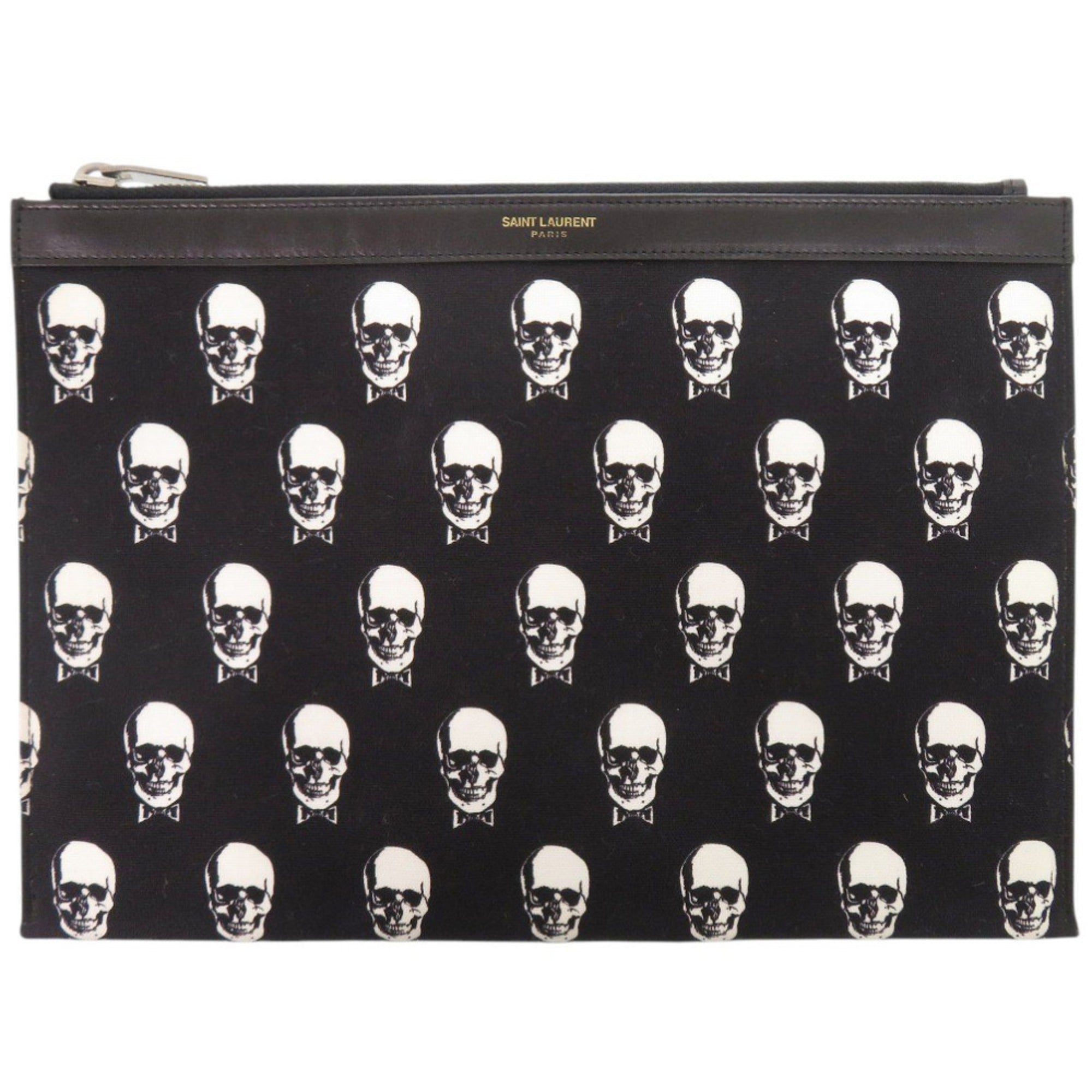 Yves Saint Laurent Black Canvas Leather Clutch Bag (Pre-Owned)