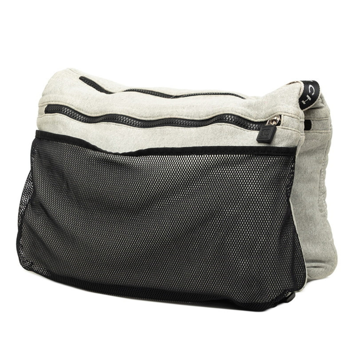 Chanel Gray Cotton Messenger Bag Shoulder Bag (Pre-Owned)