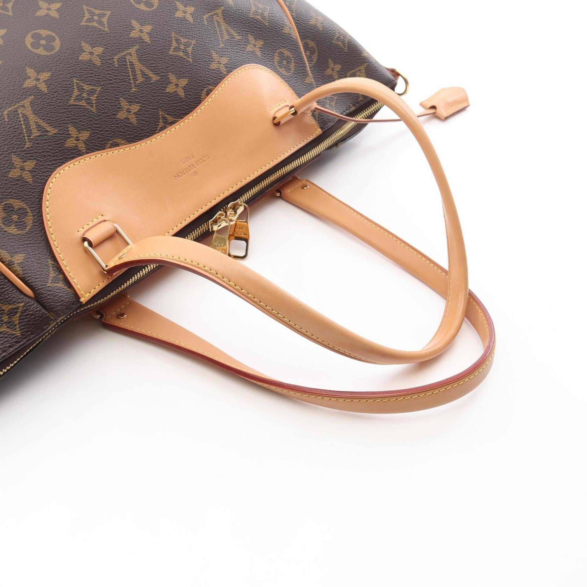 Louis Vuitton Brown Monogram Coated Canvas Leather Handbag Tote Bag (Pre-Owned)