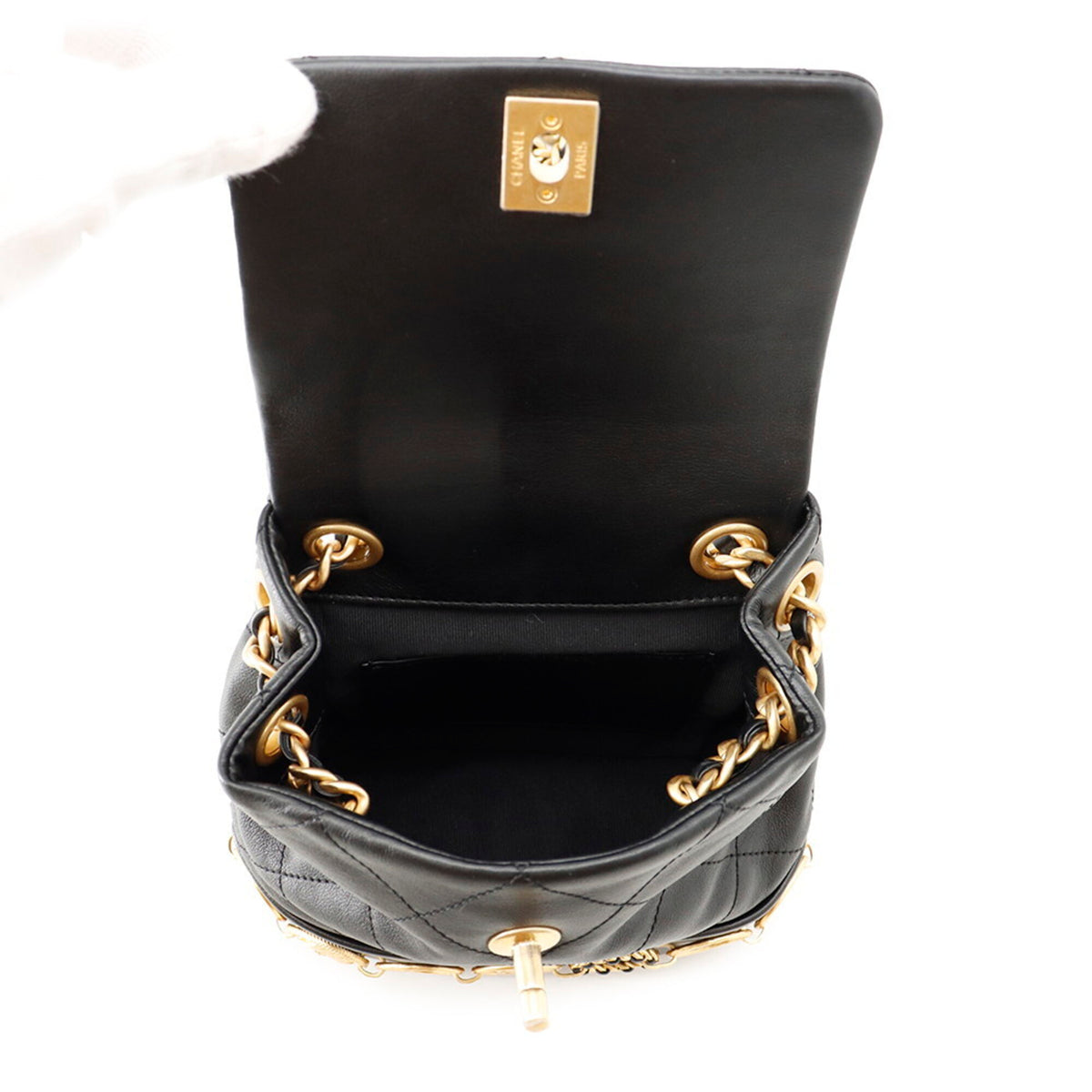 Chanel Black Leather Backpack Handbag (Pre-Owned)