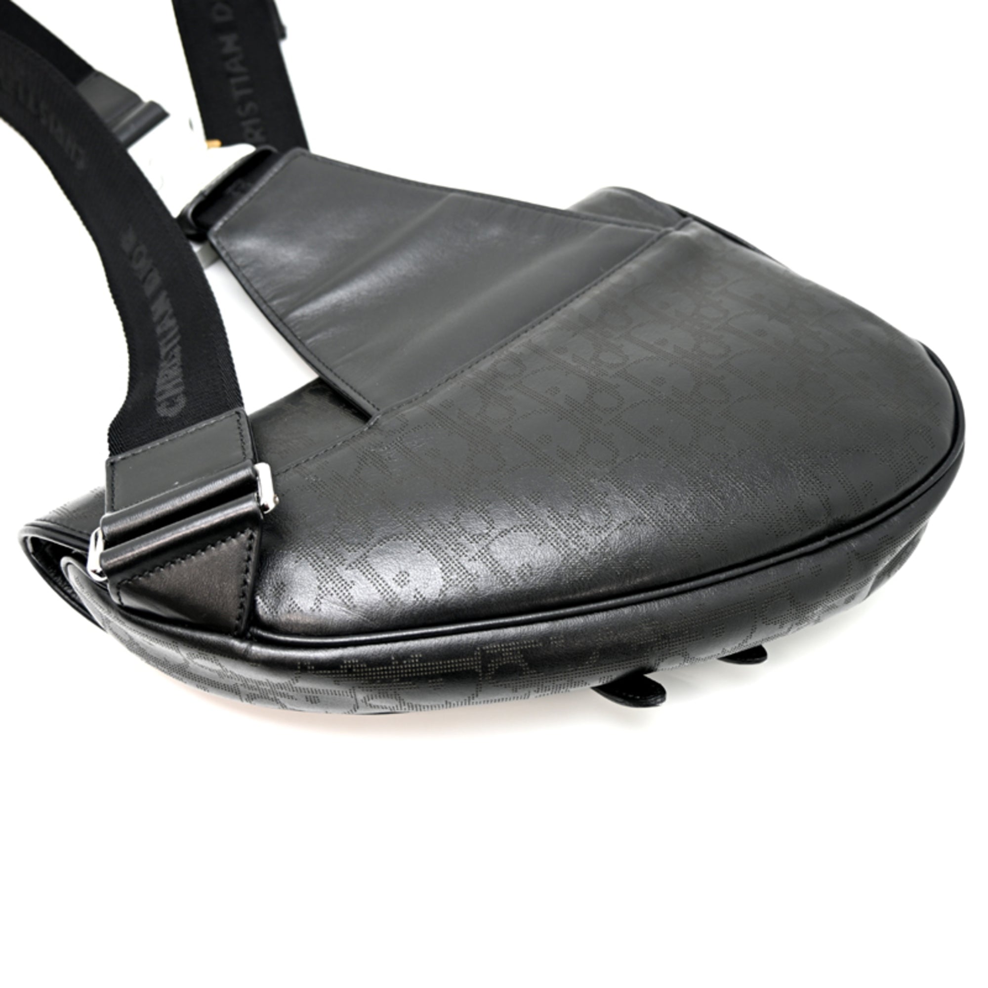 Christian Dior Black Leather Saddle Bag Shoulder Bag (Pre-Owned)