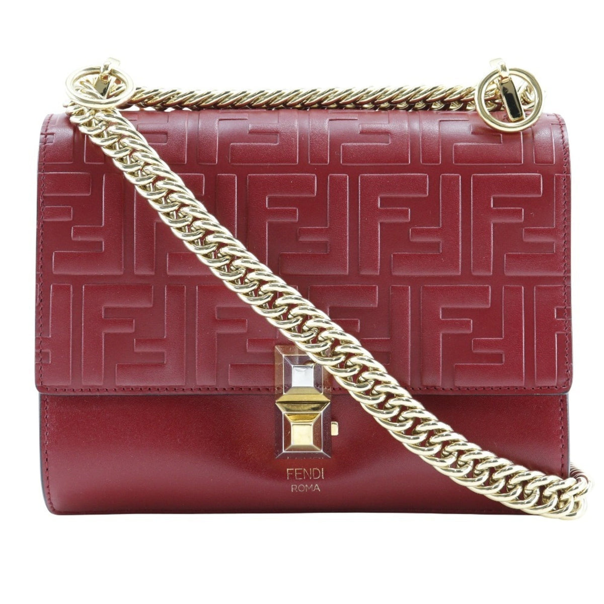 Fendi Red Color Leather Shoulder Bag (Pre-Owned)