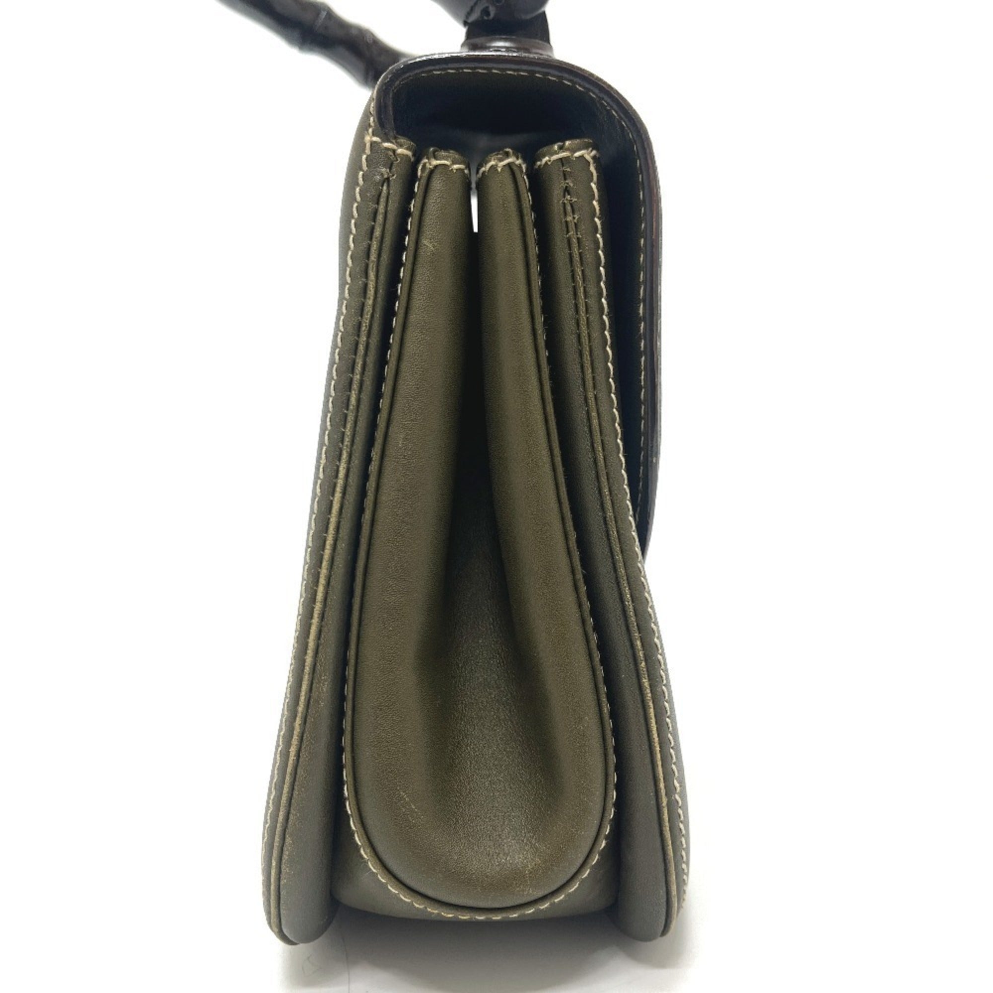 Gucci Khaki Leather Handbag Tote Bag (Pre-Owned)