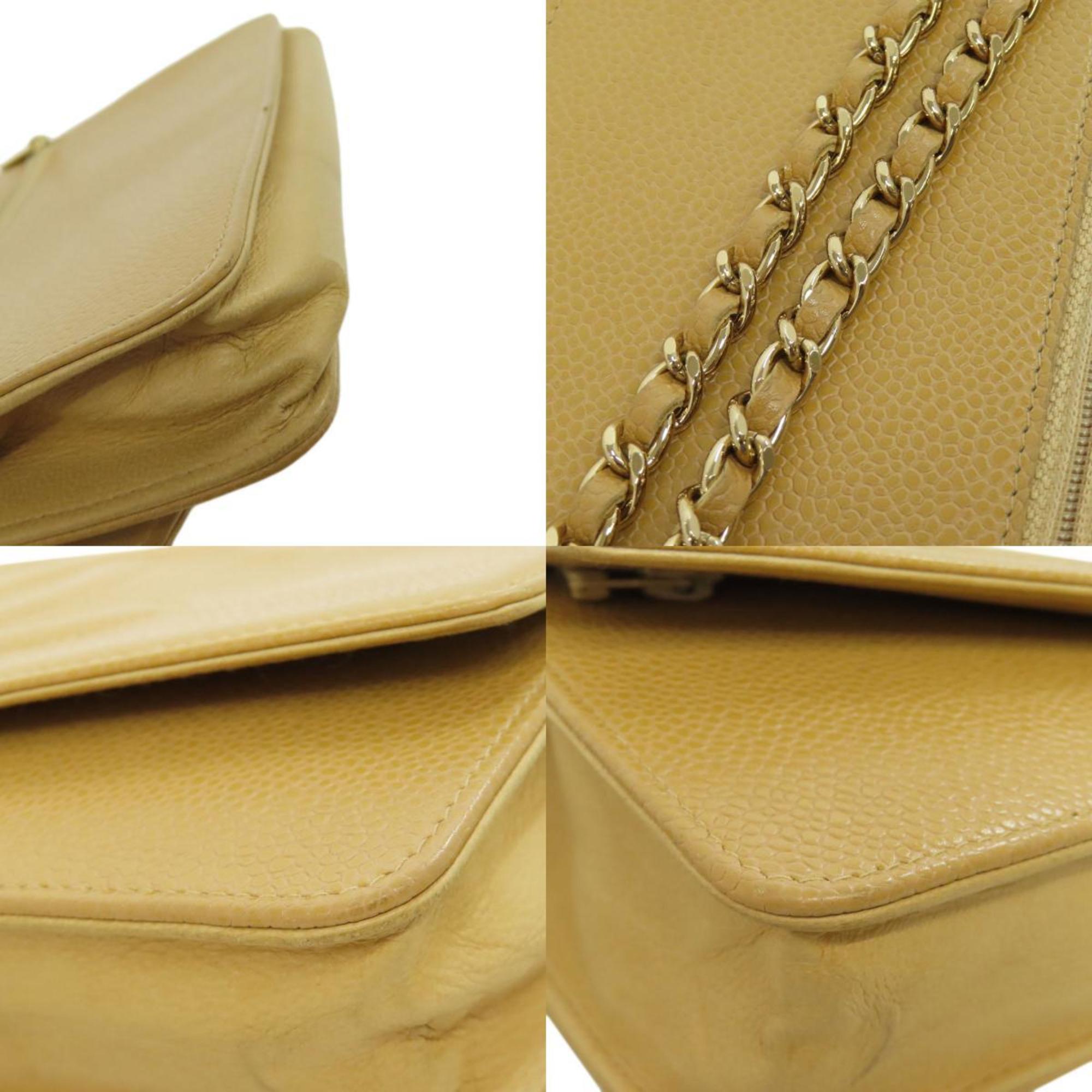 Chanel Yellow Caviar Leather Chain/Shoulder Wallet (Pre-Owned)