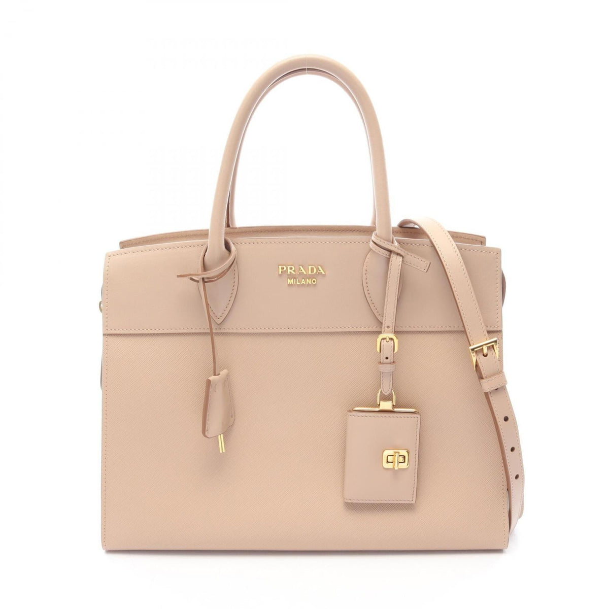 Prada Saffiano Beige Leather Handbag (Pre-Owned)