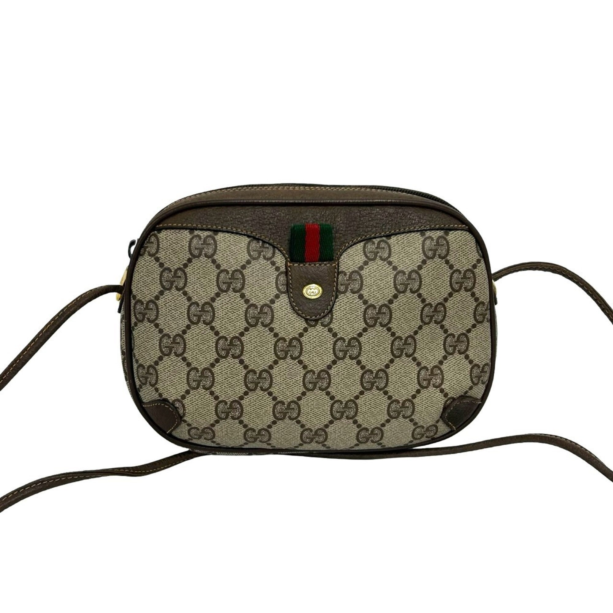 Gucci Brown Green Red Color Leather Pvc Pochette Shoulder Bag (Pre-Owned)