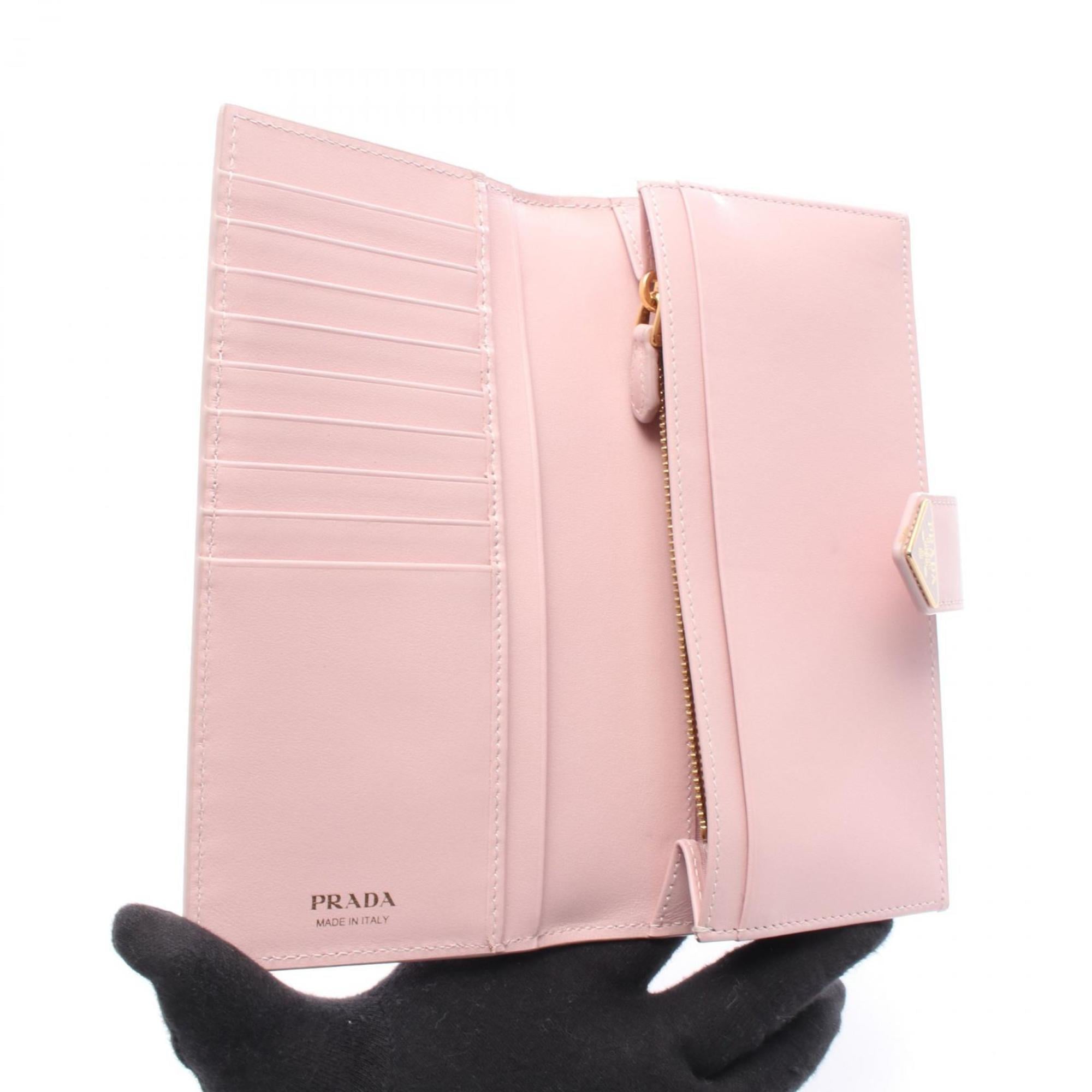 Prada Pink Leather Long Wallet (Bi-Fold) (Pre-Owned)