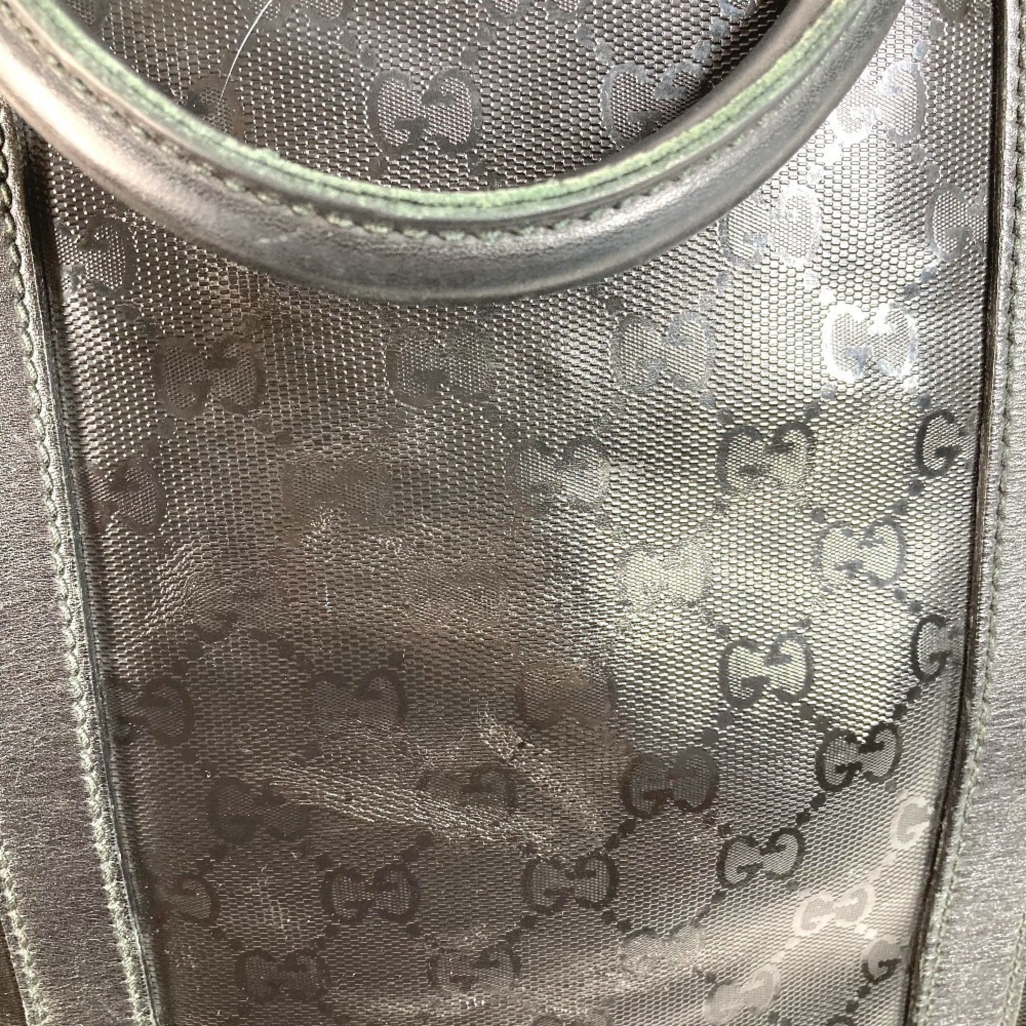 Gucci Gg Imprimé Black Leather Gg Imprimé Boston Bag Shoulder Bag Tote Bag (Pre-Owned)