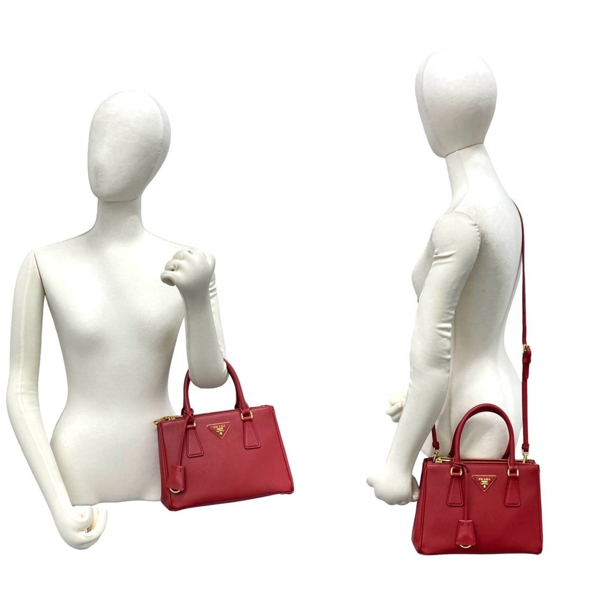 Prada Red Color Leather Handbag Shoulder Bag (Pre-Owned)