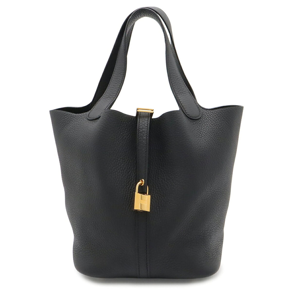 Hermes Black Taurillon Clemence Leather Handbag Tote Bag (Pre-Owned)