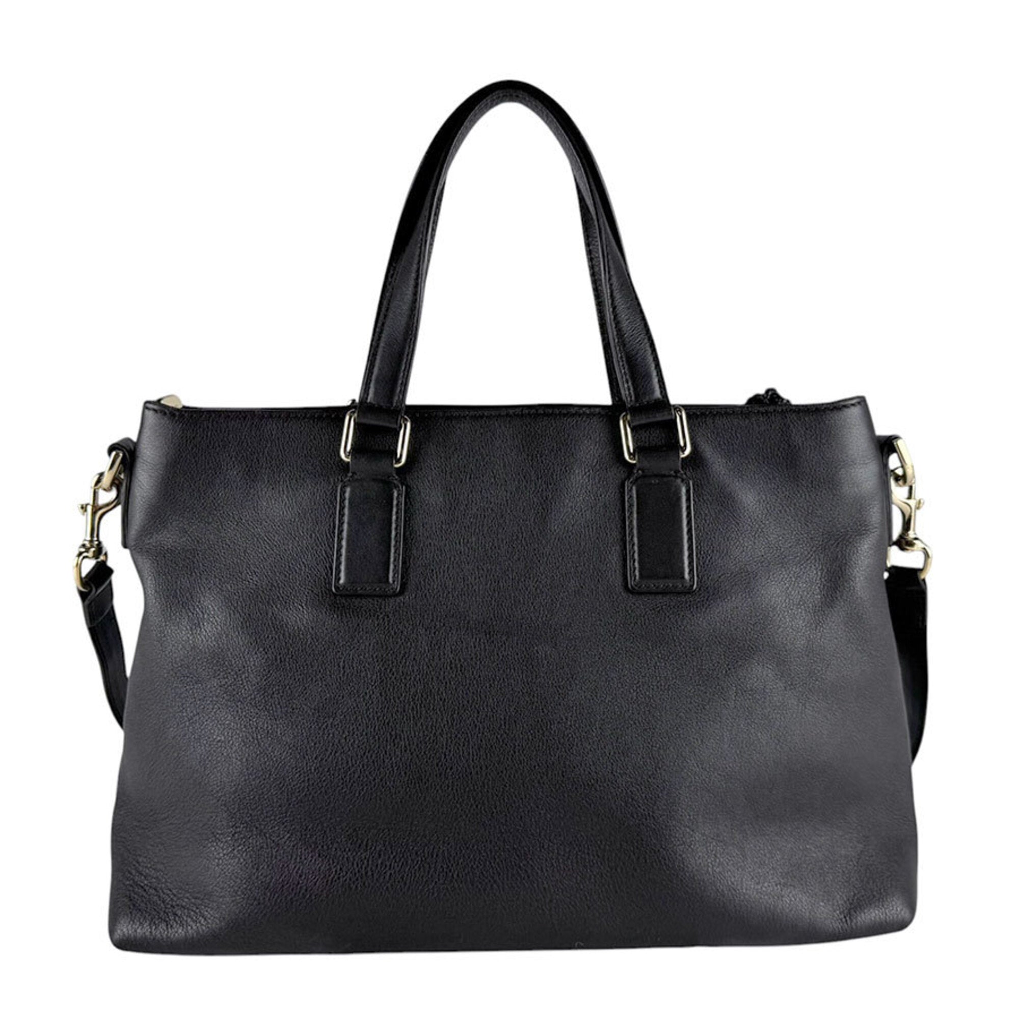 Gucci Dark Brown Leather Handbag Shoulder Bag (Pre-Owned)