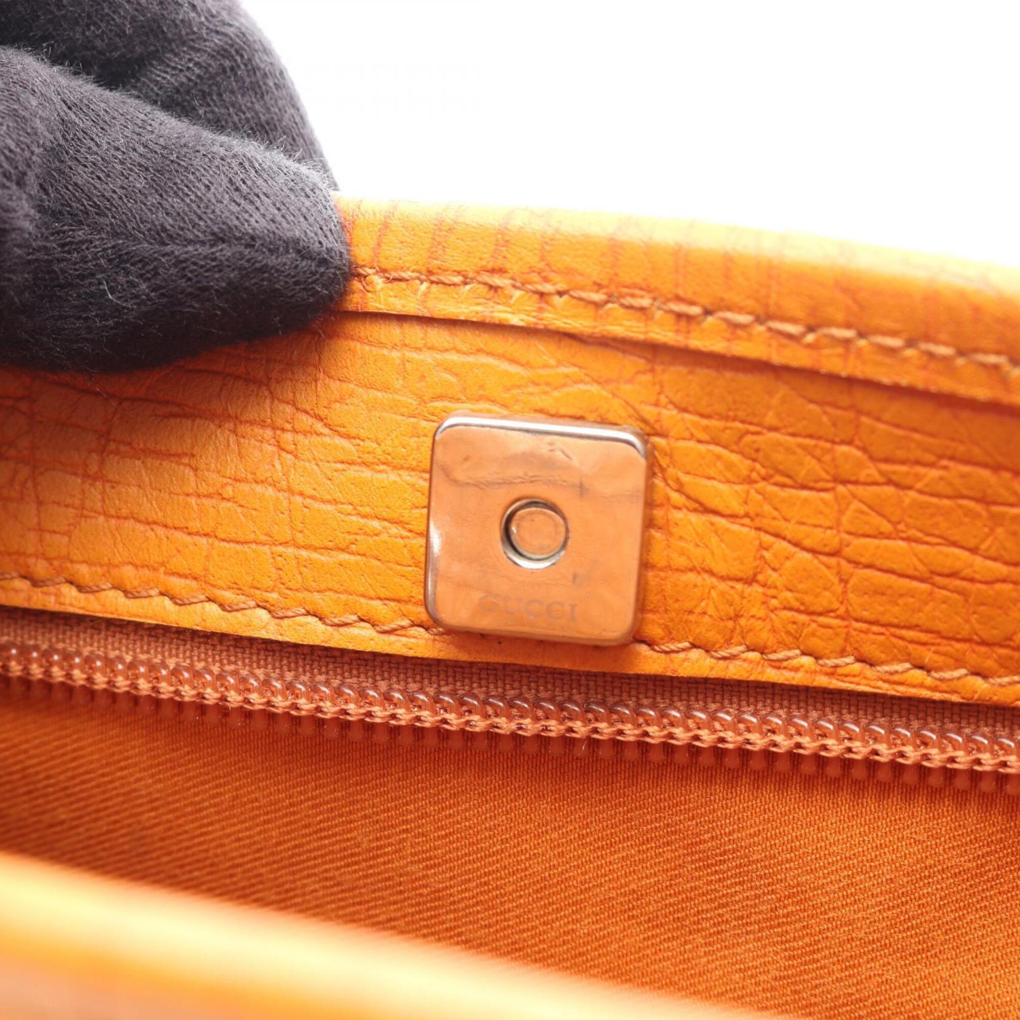 Gucci Beige Orange Pvc Coated Canvas Leather Tote Bag (Pre-Owned)