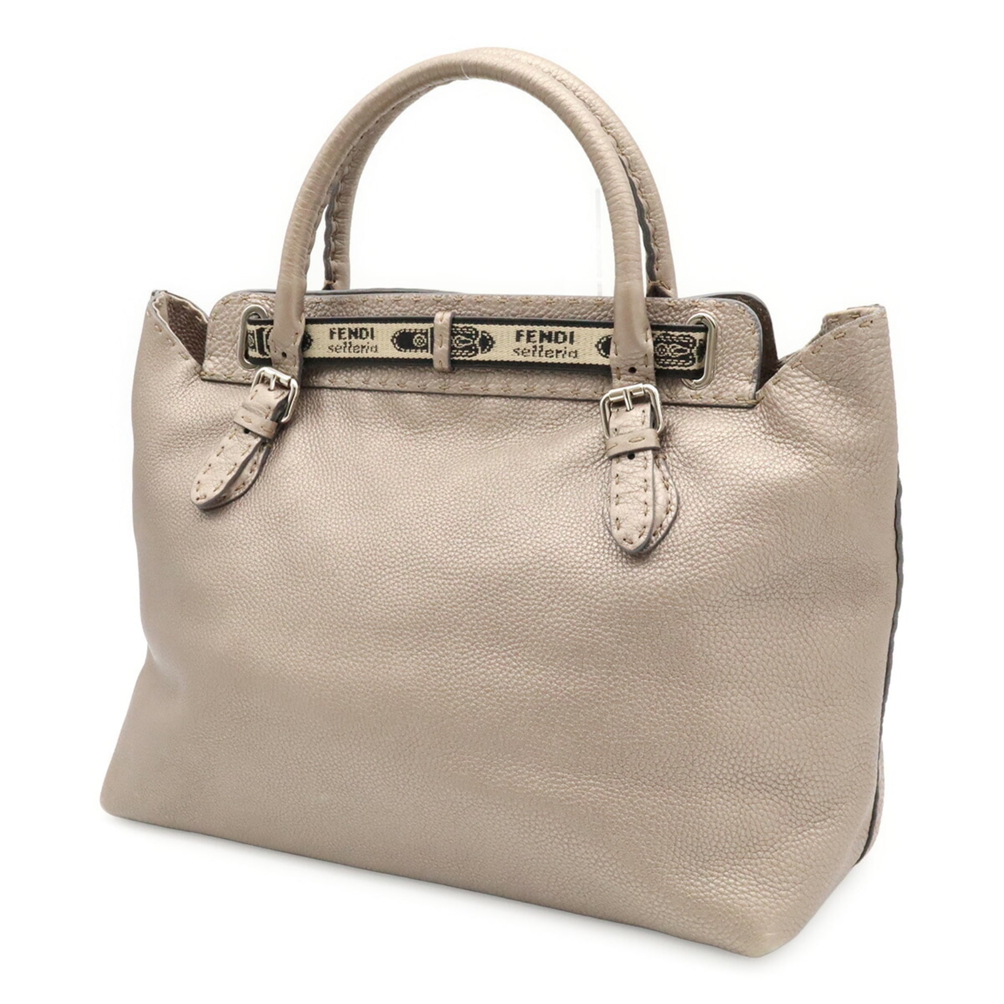 Fendi Selleria Grayish Leather Handbag (Pre-Owned)