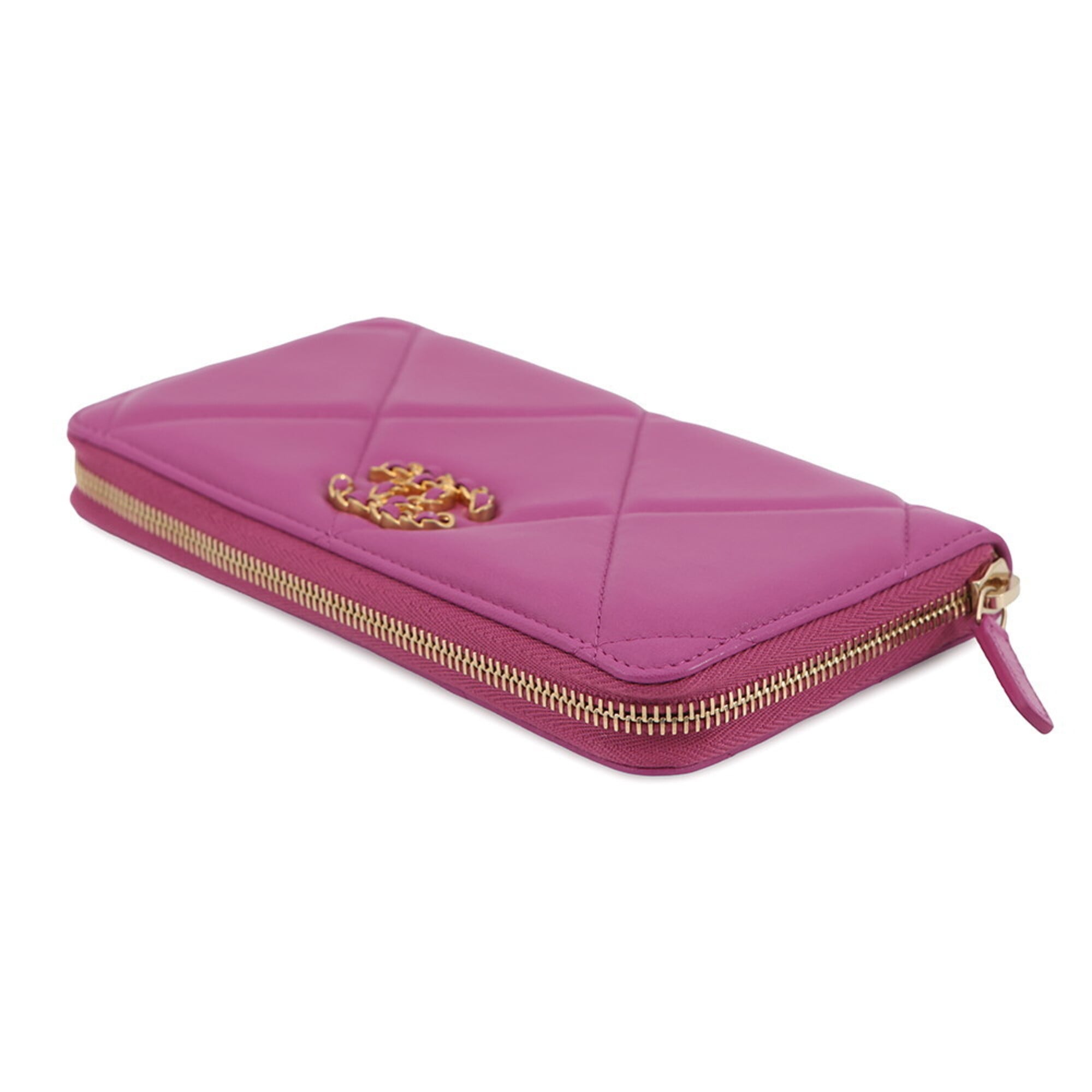 Chanel Purple Leather Long Wallet (Bi-Fold) (Pre-Owned)