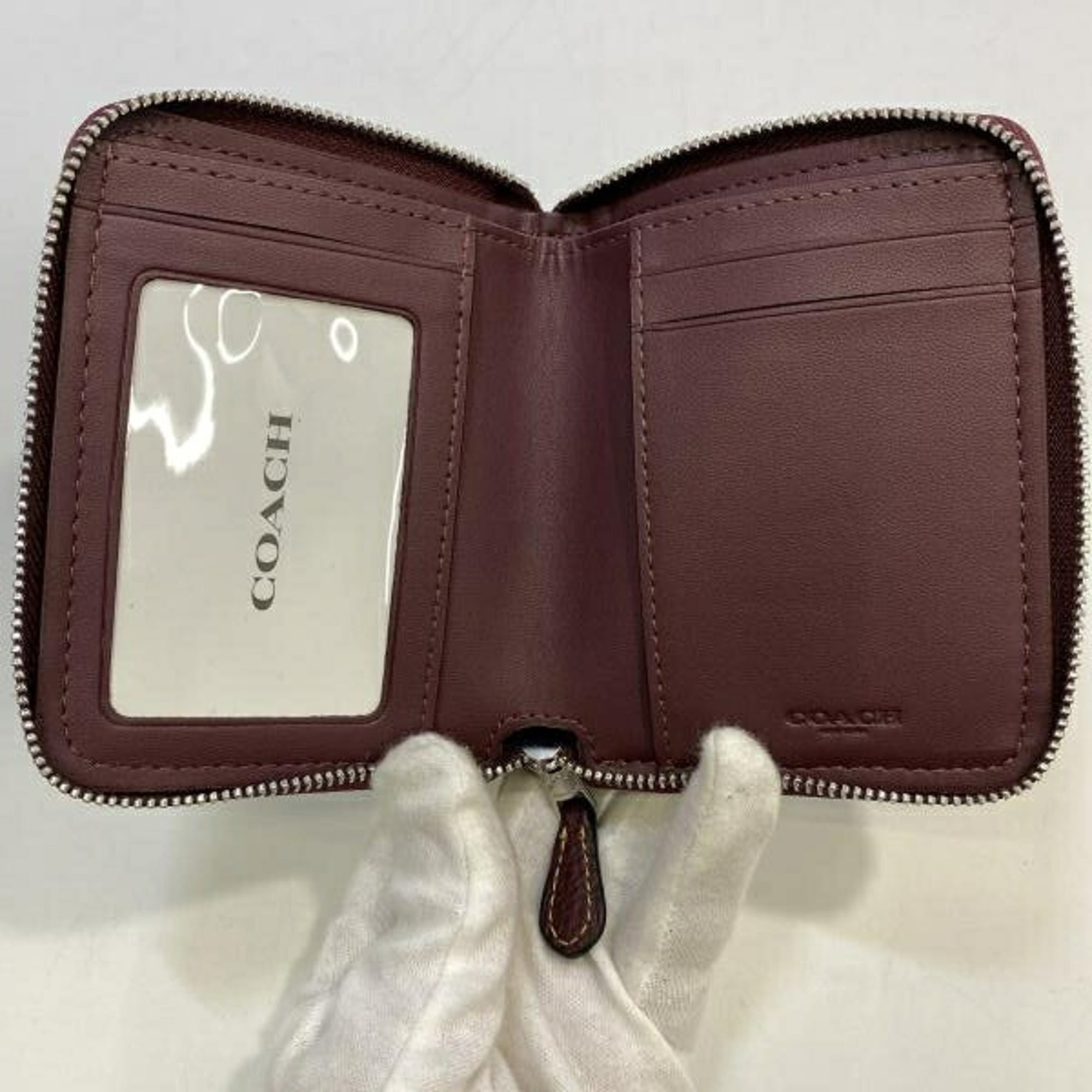 Coach Signature Burgundy Signature Line Wallet (Bi-Fold) (Pre-Owned)