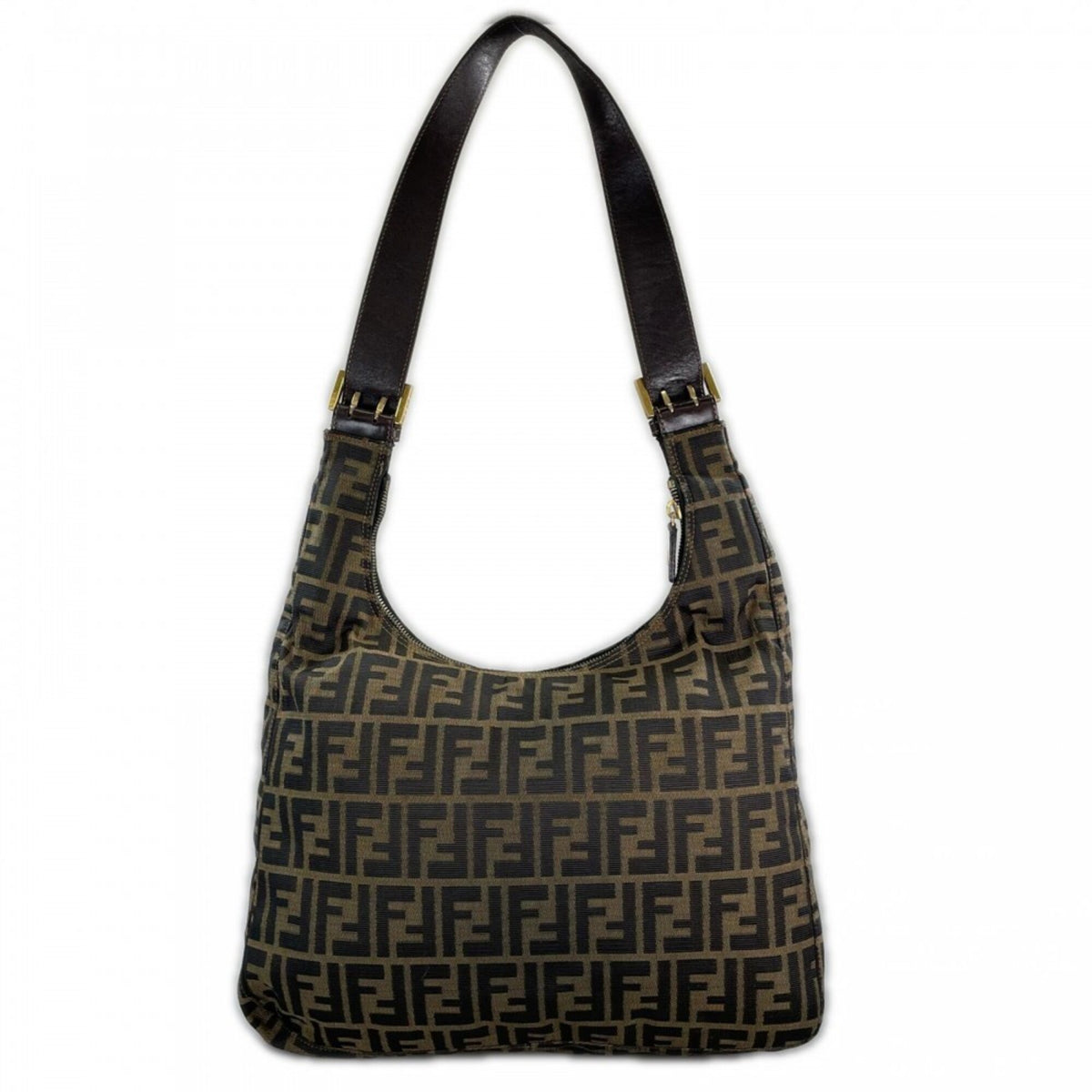 Fendi Zucca Brown Canvas Shoulder Bag (Pre-Owned)