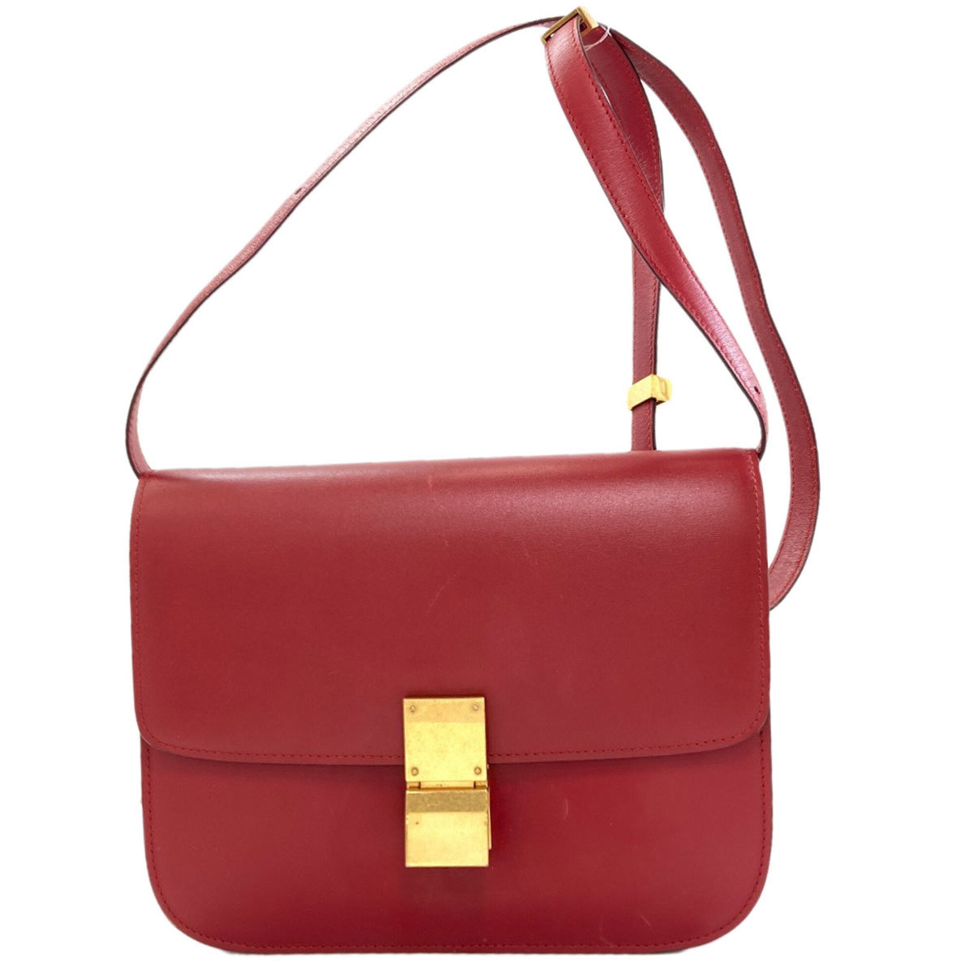 Celine Red Color Leather Shoulder Bag (Pre-Owned)