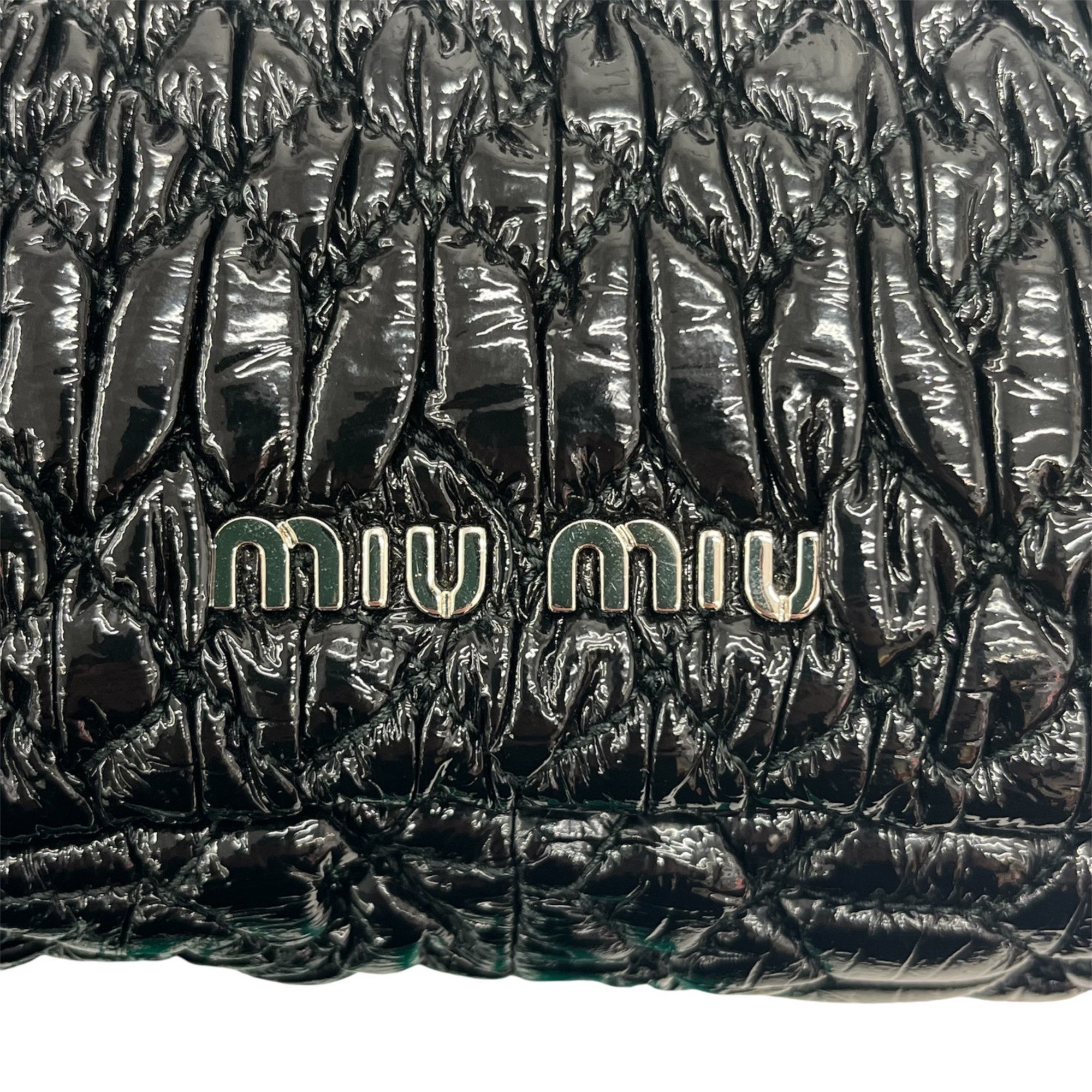 Miu Miu Matelasse Black Patent Leather Clutch Bag Shoulder Bag (Pre-Owned)