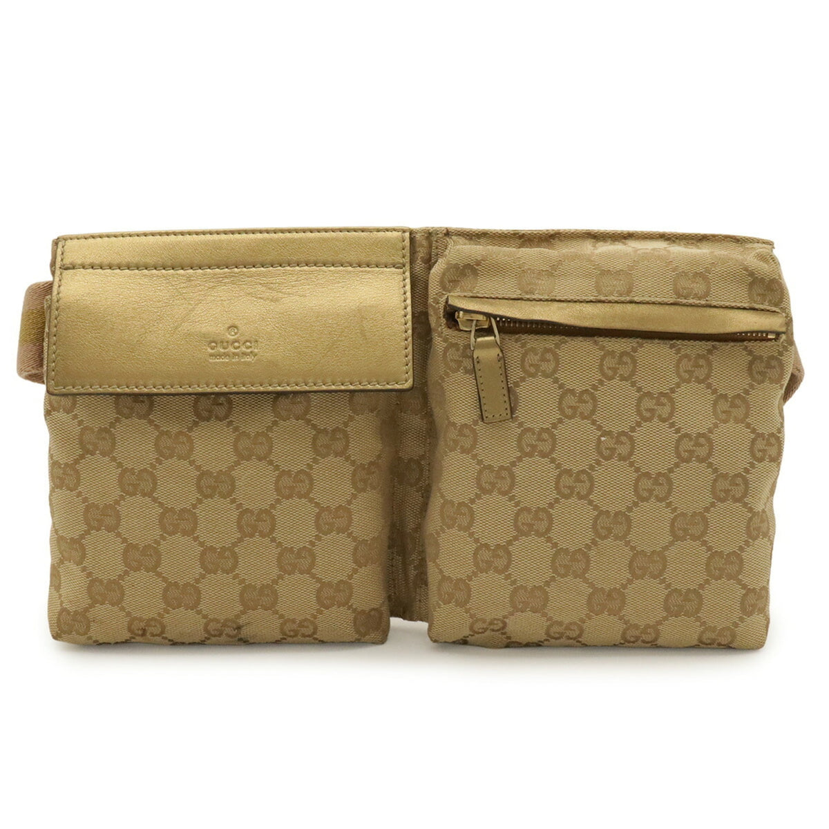 Gucci Beige Metallic Gold Pink Gg Canvas Leather Fanny Pack Sling Bag (Pre-Owned)