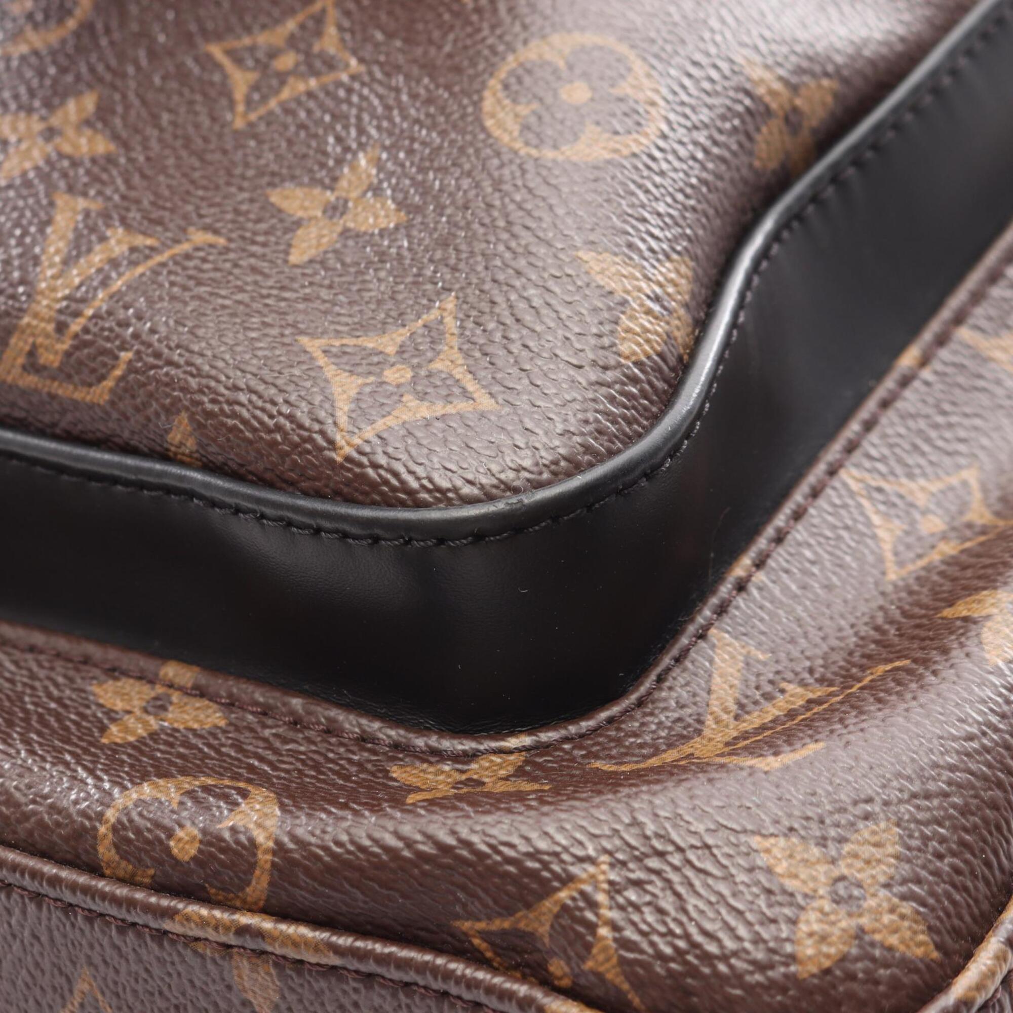 Louis Vuitton Black Brown Coated Canvas Leather Backpack Handbag (Pre-Owned)