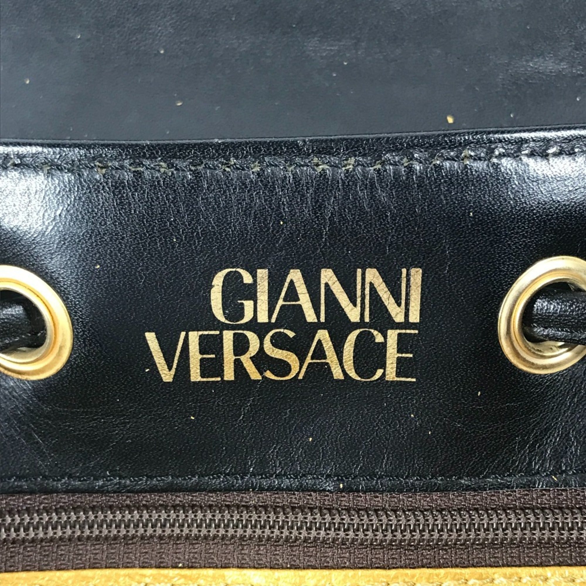 Versace Black Yellow Leather Pvc Backpack (Pre-Owned)