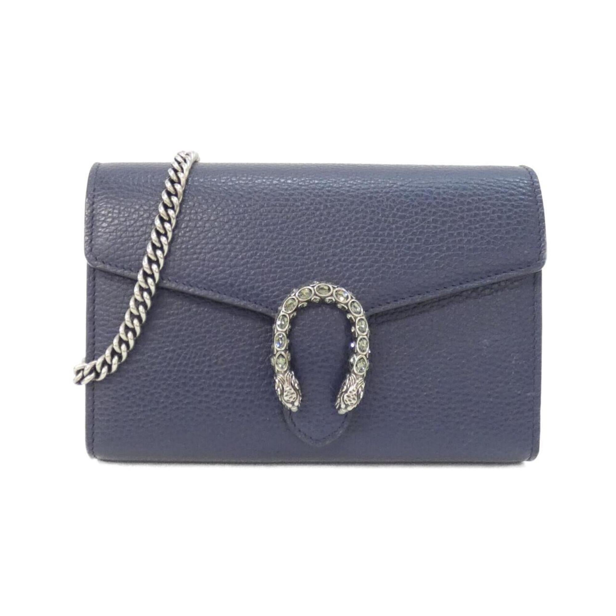 Gucci Blue Leather Chain/Shoulder Wallet (Pre-Owned)