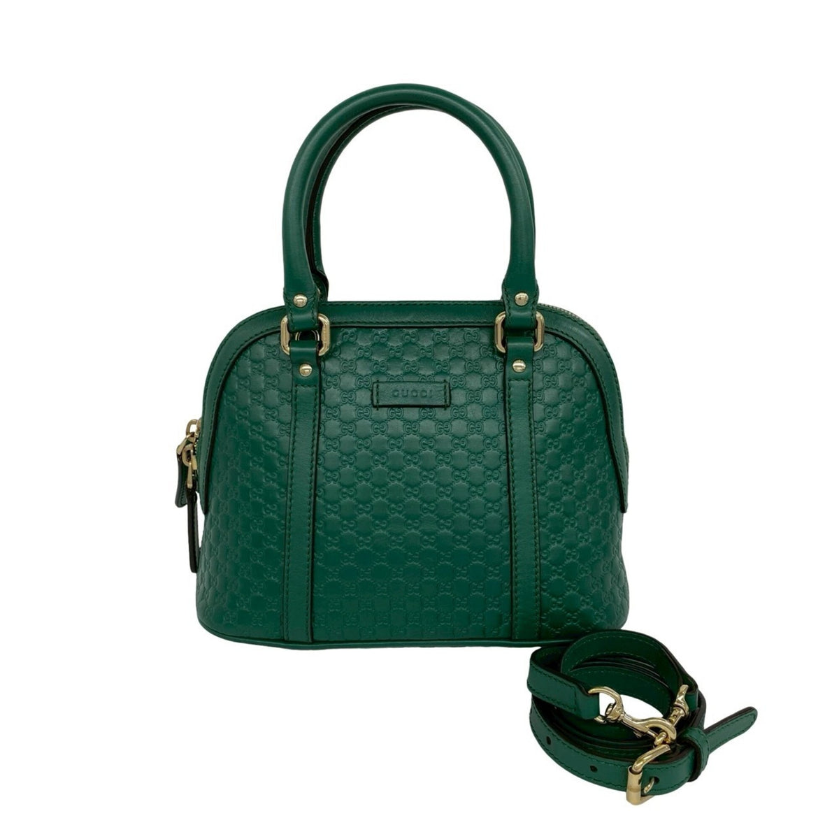 Gucci Green Leather Boston Bag Handbag Shoulder Bag (Pre-Owned)