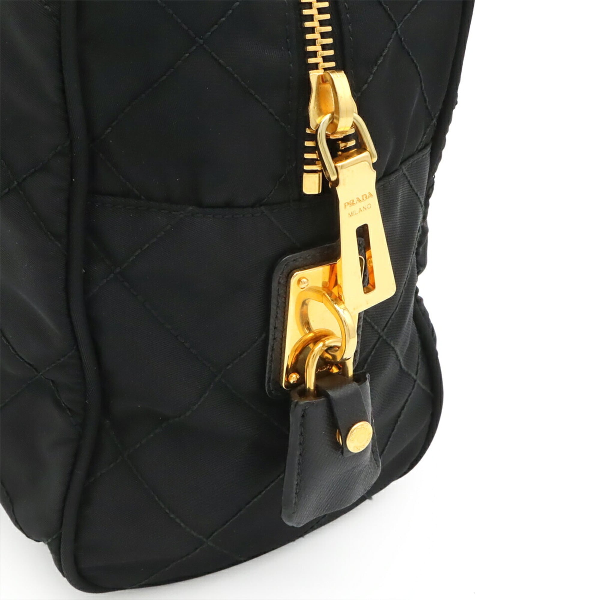 Prada Black Nero White Quilting Shoulder Bag (Pre-Owned)