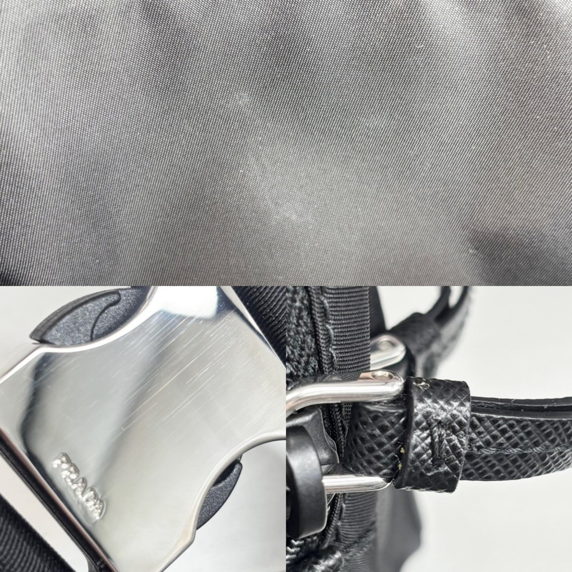Prada Black White Nylon Shoulder Bag Sling Bag (Pre-Owned)
