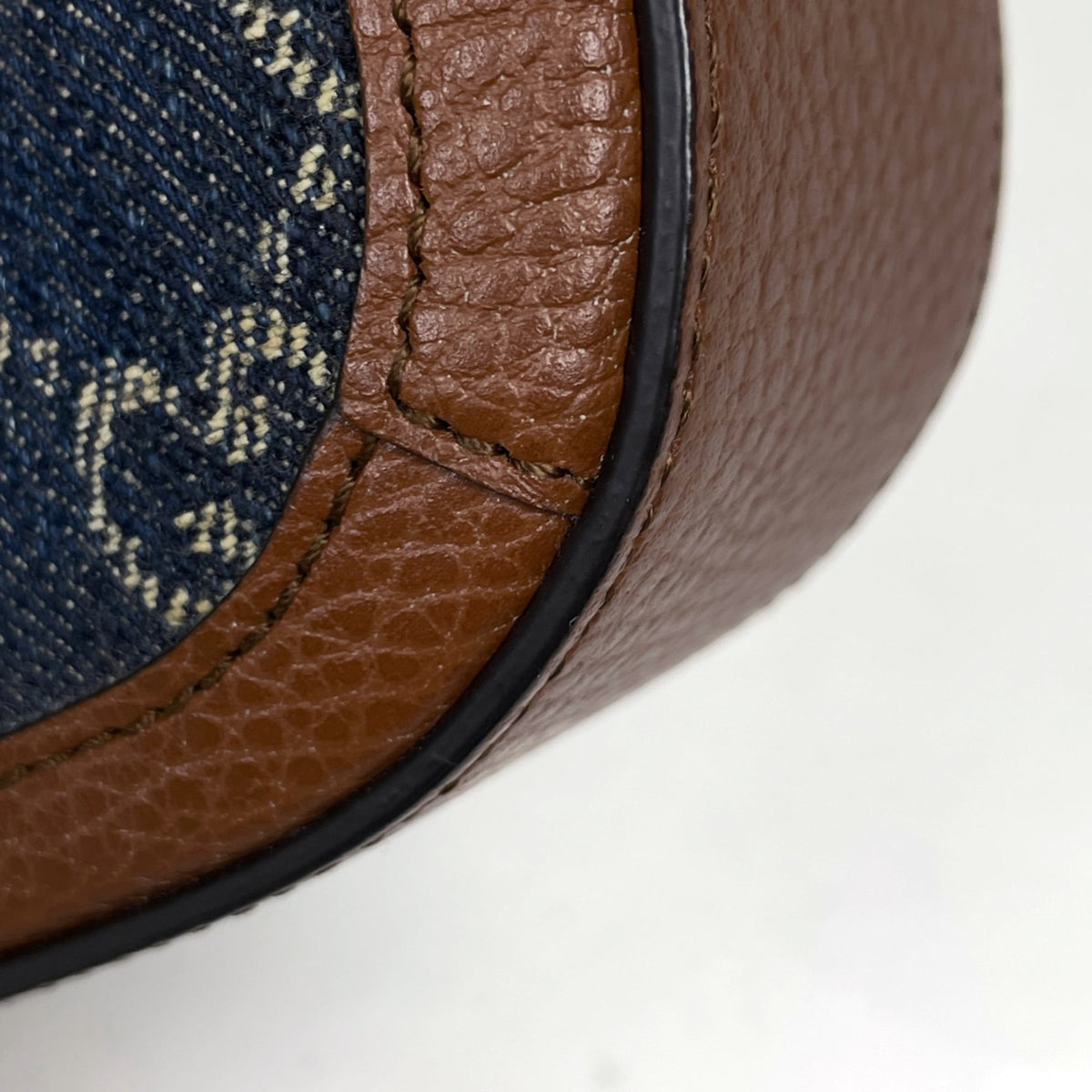 Gucci Horsebit Blue Brown Denim Leather Shoulder Bag (Pre-Owned)