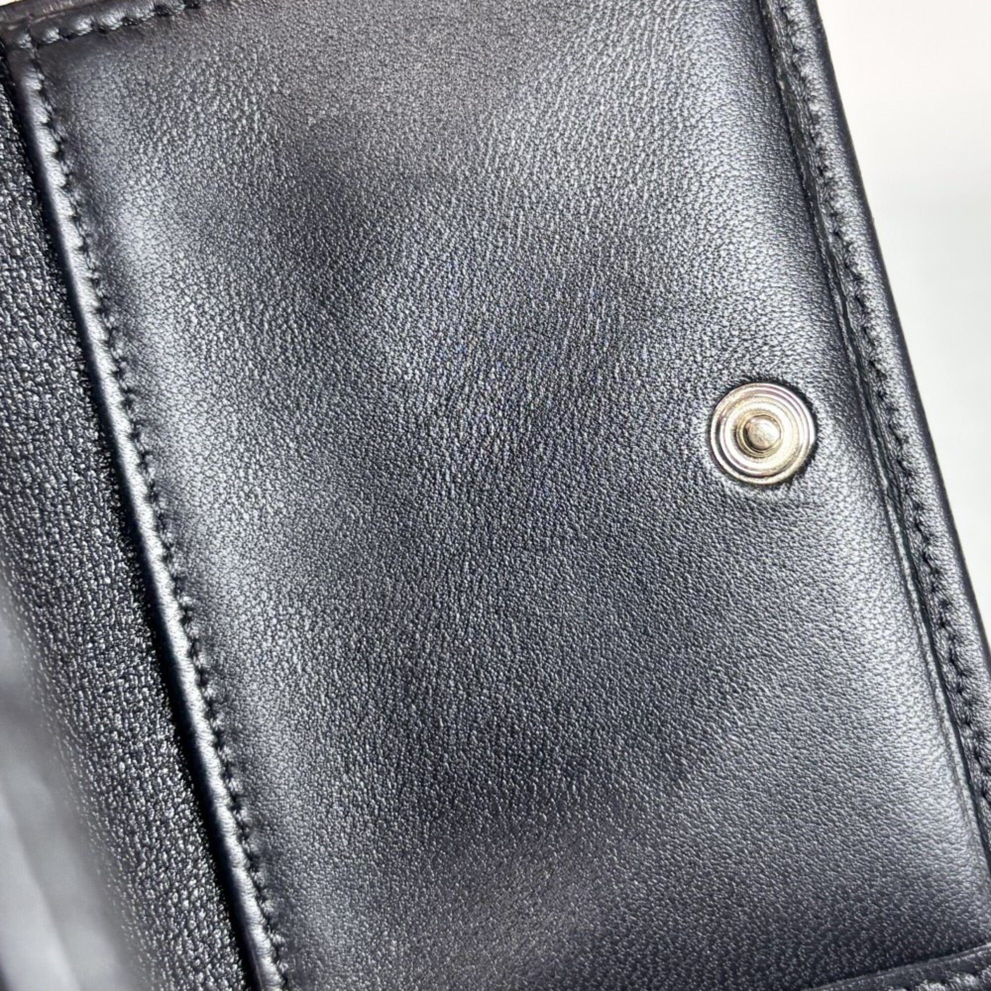 Chanel Black Rhinestone Leather Artificial Pearl Wallet (Tri-Fold) (Pre-Owned)