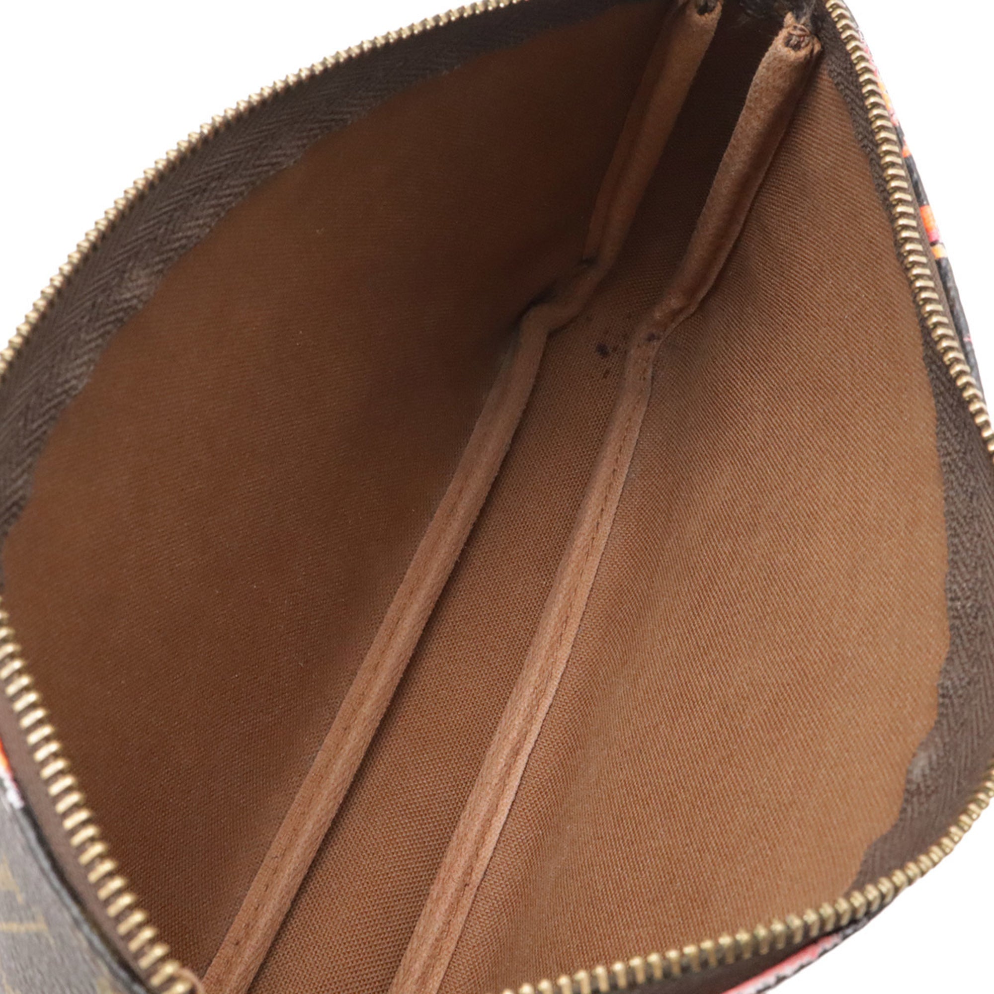 Louis Vuitton Brown Orange Monogram Rose Handbag Pochette Pouch (Pre-Owned)