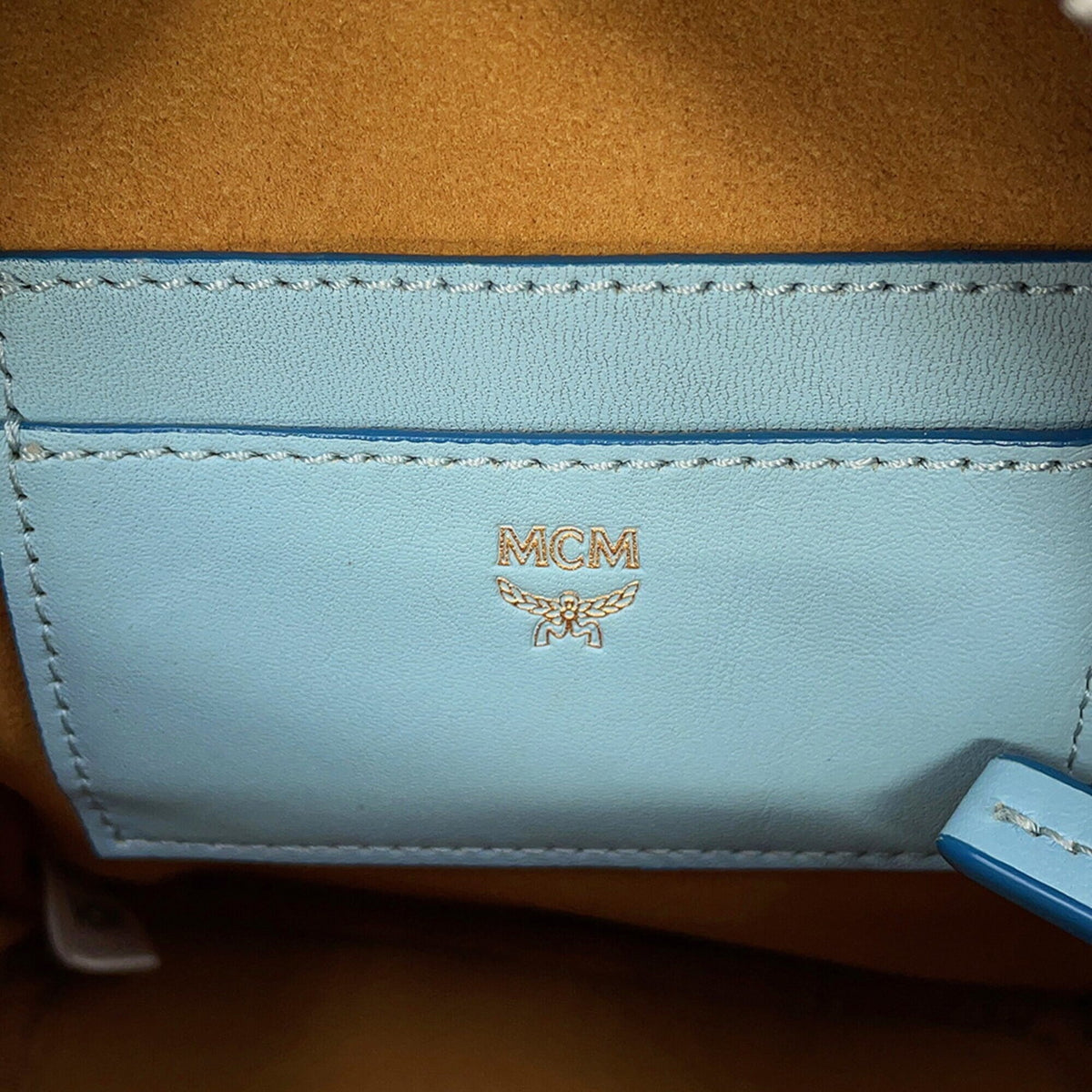 Mcm Light Blue Leather Backpack (Pre-Owned)