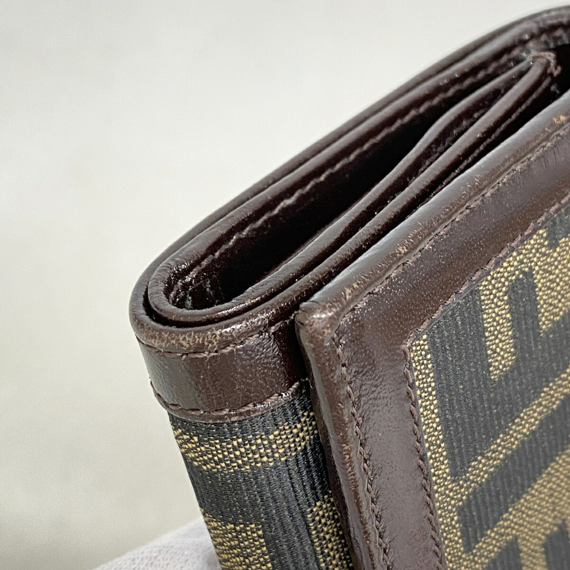 Fendi Brown Nylon Canvas Wallet (Tri-Fold) (Pre-Owned)