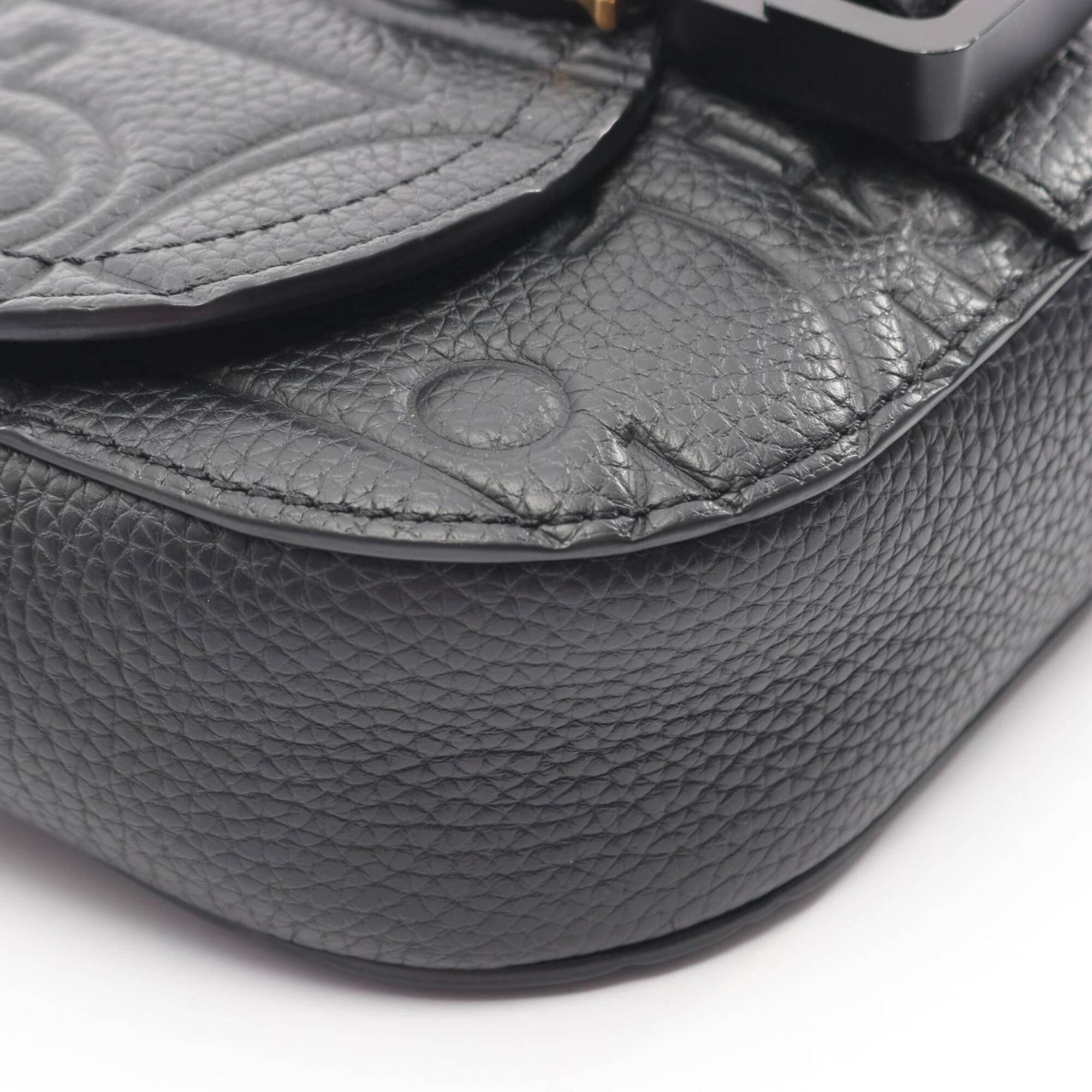 Christian Dior Black Leather Handbag Saddle Bag Shoulder Bag (Pre-Owned)