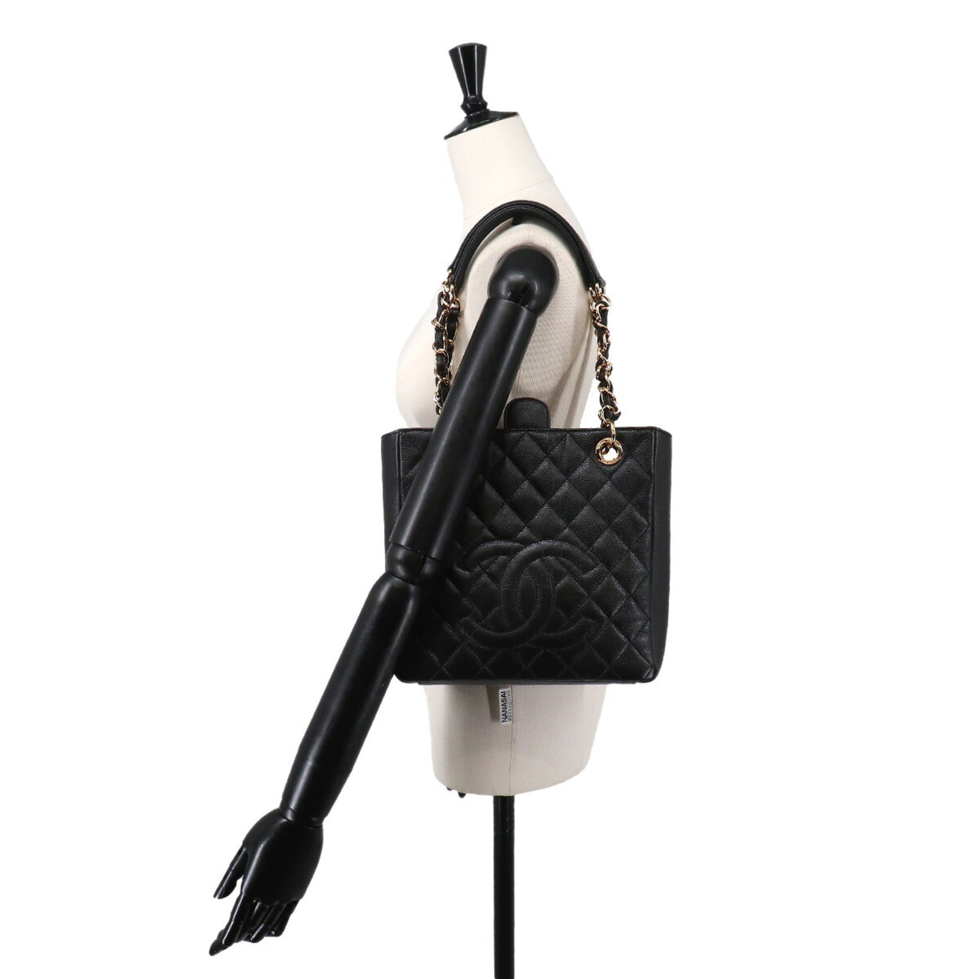 Chanel Matelasse Black Grained Calfskin Handbag Tote Bag (Pre-Owned)