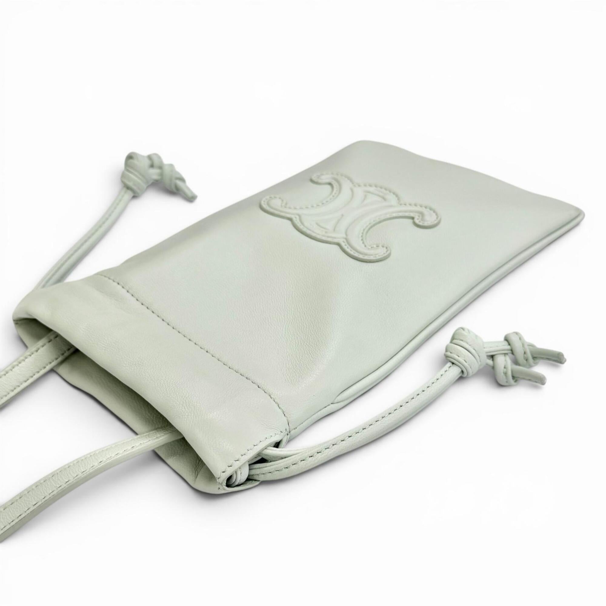 Celine Light Green Leather Pouch Shoulder Bag (Pre-Owned)