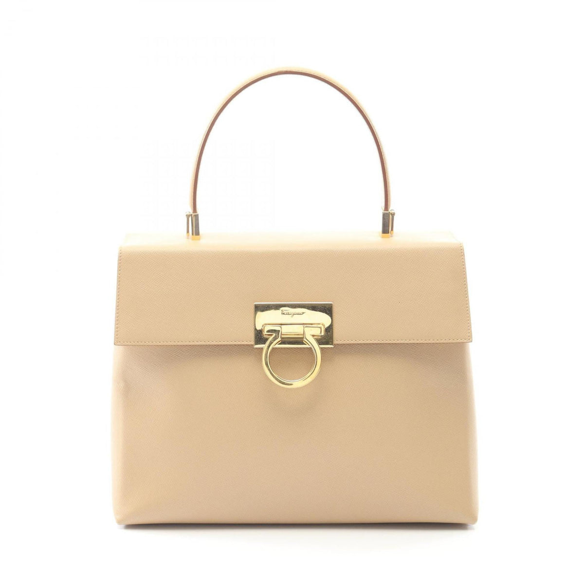 Salvatore Ferragamo Gancini Beige Leather Handbag (Pre-Owned)