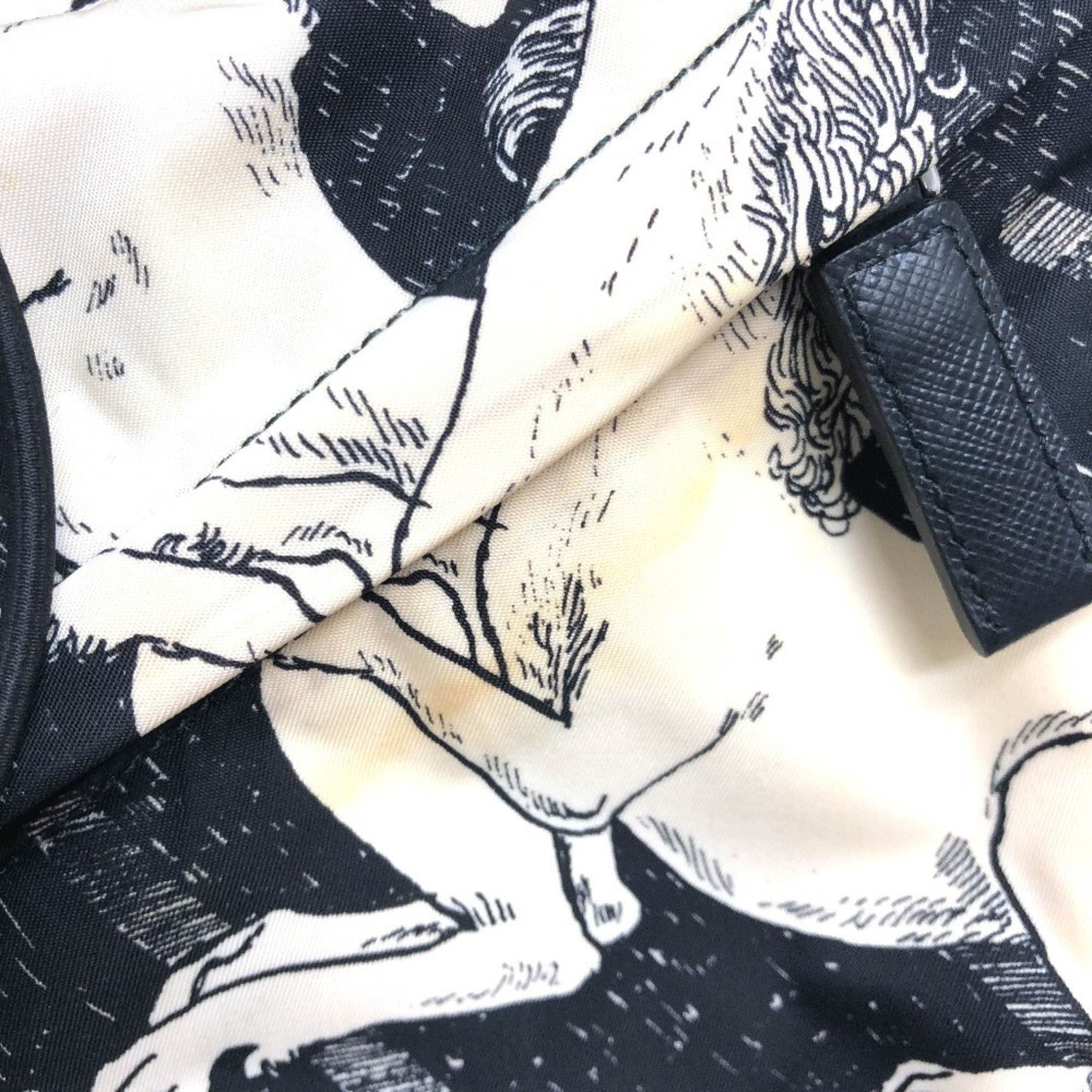 Prada Black White Nylon Backpack (Pre-Owned)