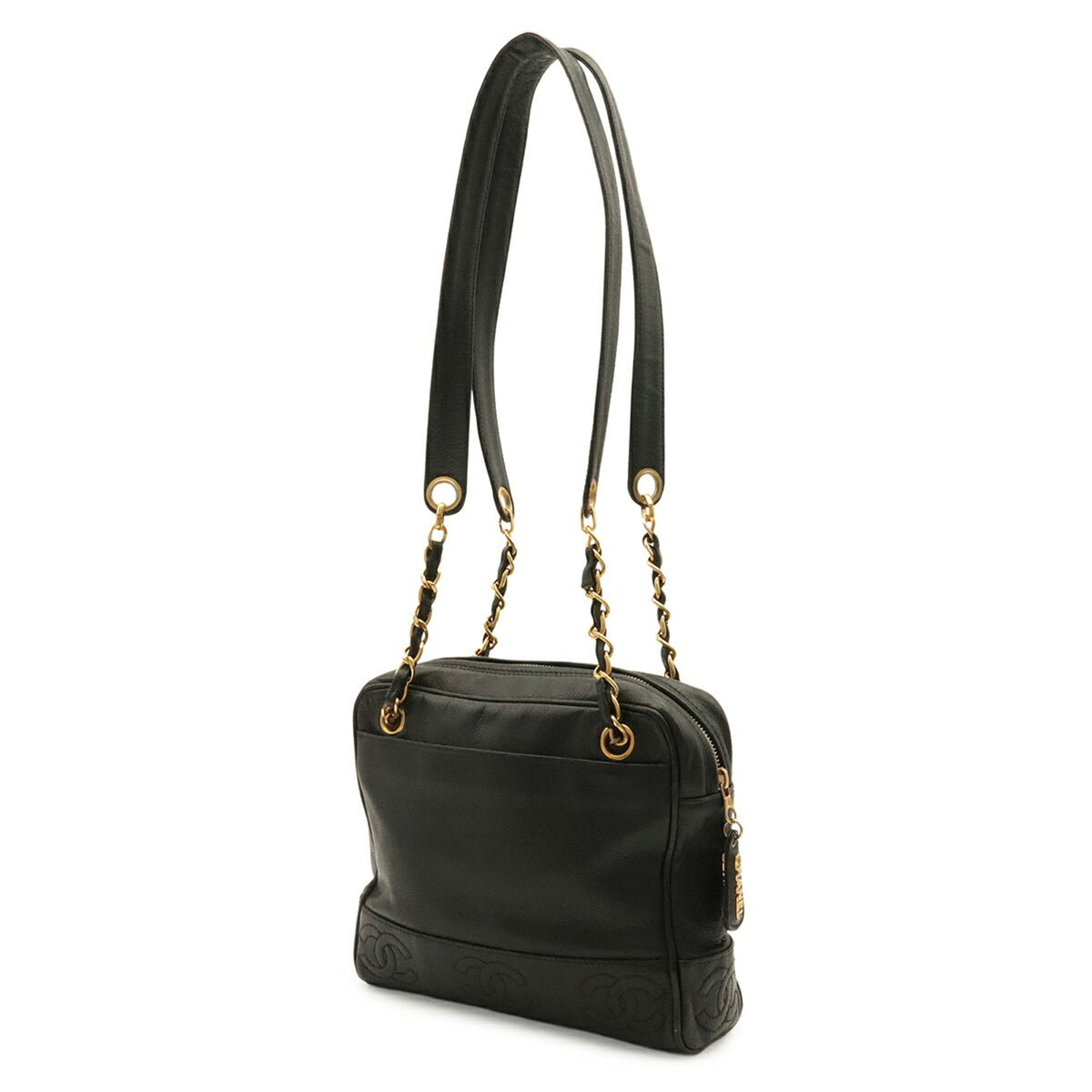 Chanel Black Grained Calfskin Shoulder Bag Tote Bag (Pre-Owned)
