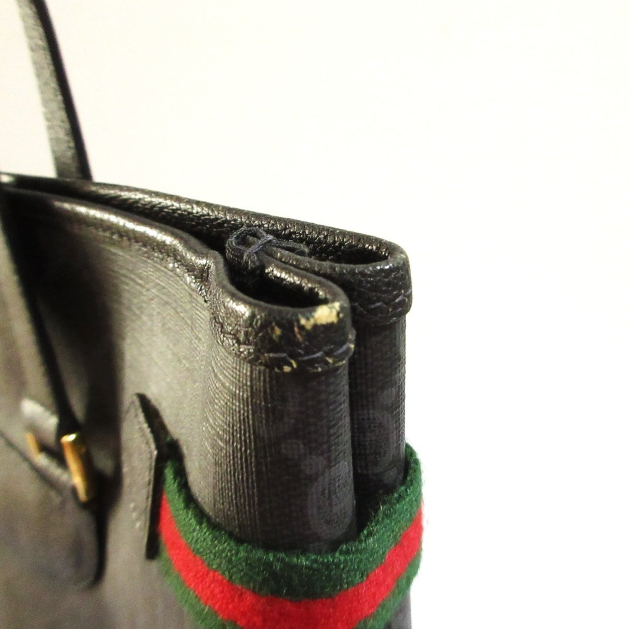 Gucci Black Coated Canvas Leather Tote Bag (Pre-Owned)