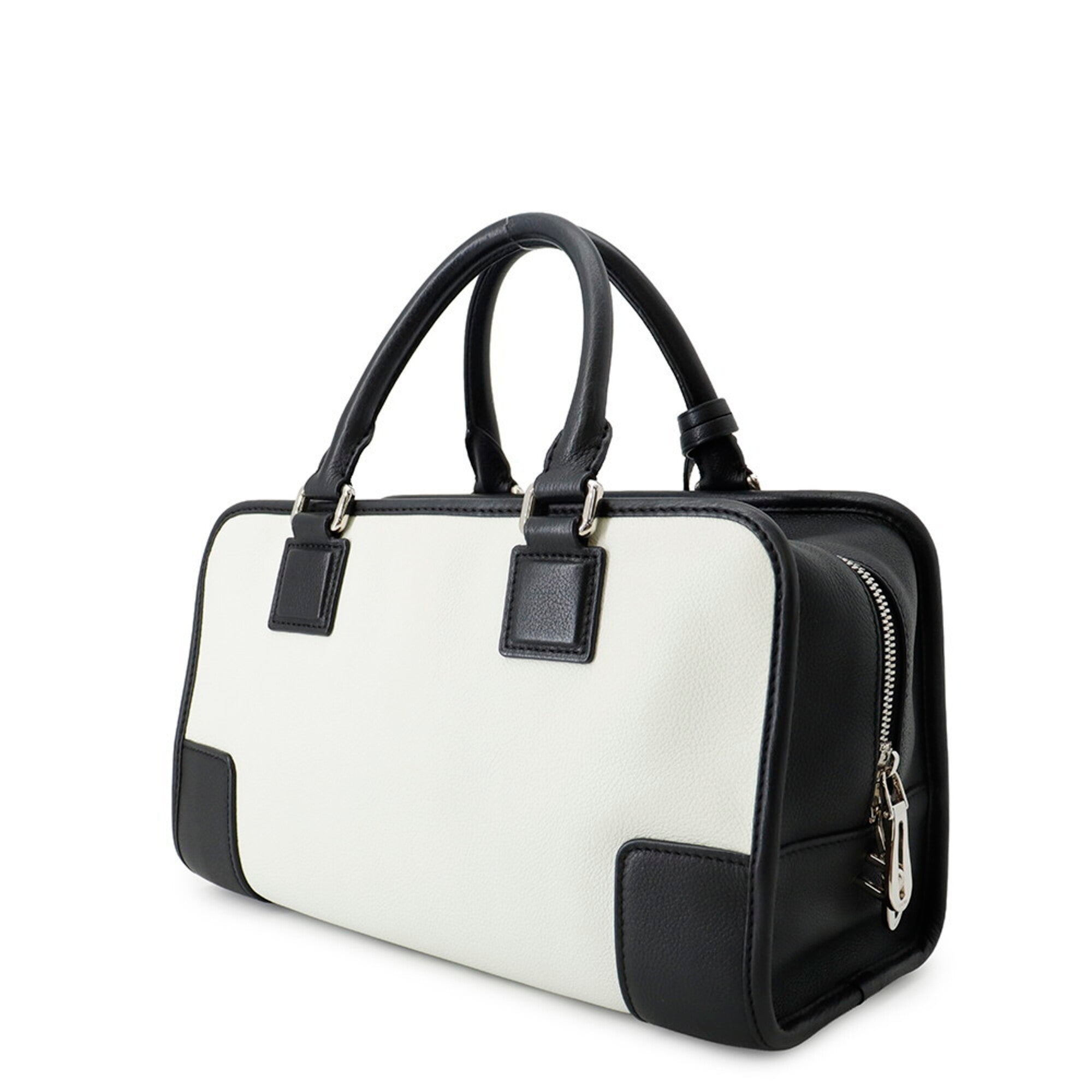Loewe Amazona Black White Leather Handbag (Pre-Owned)